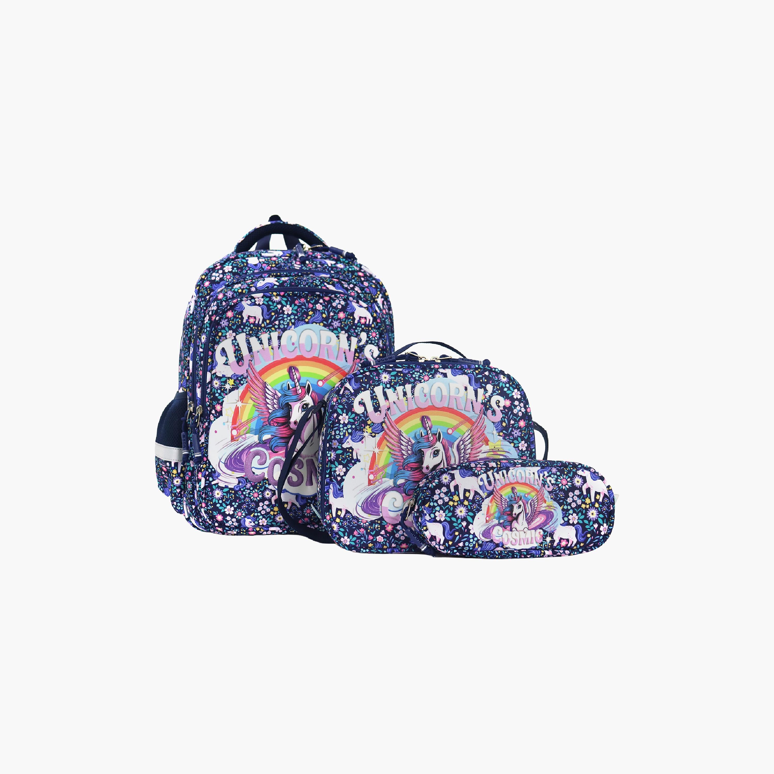 Moon Unicorn School Bag with Lunch Bag & Pencil Case - 16 Inch-school-bagsandbackpacks-sets-image-1