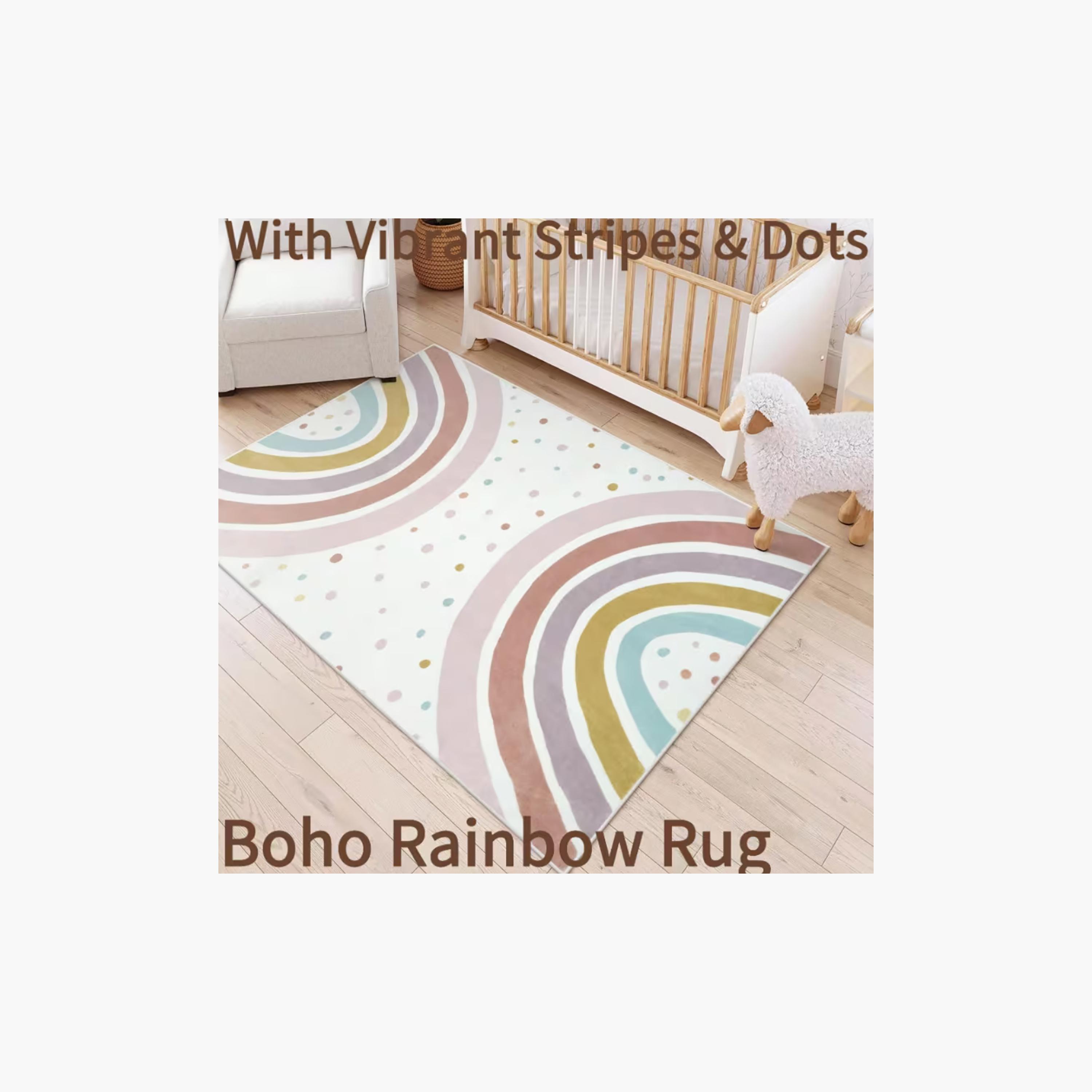 Factory Price Vibrant Dots & Stripes Cushion Play Mat Rug - 160 x 200 cm-baby-nursery-roomdecor-image-2