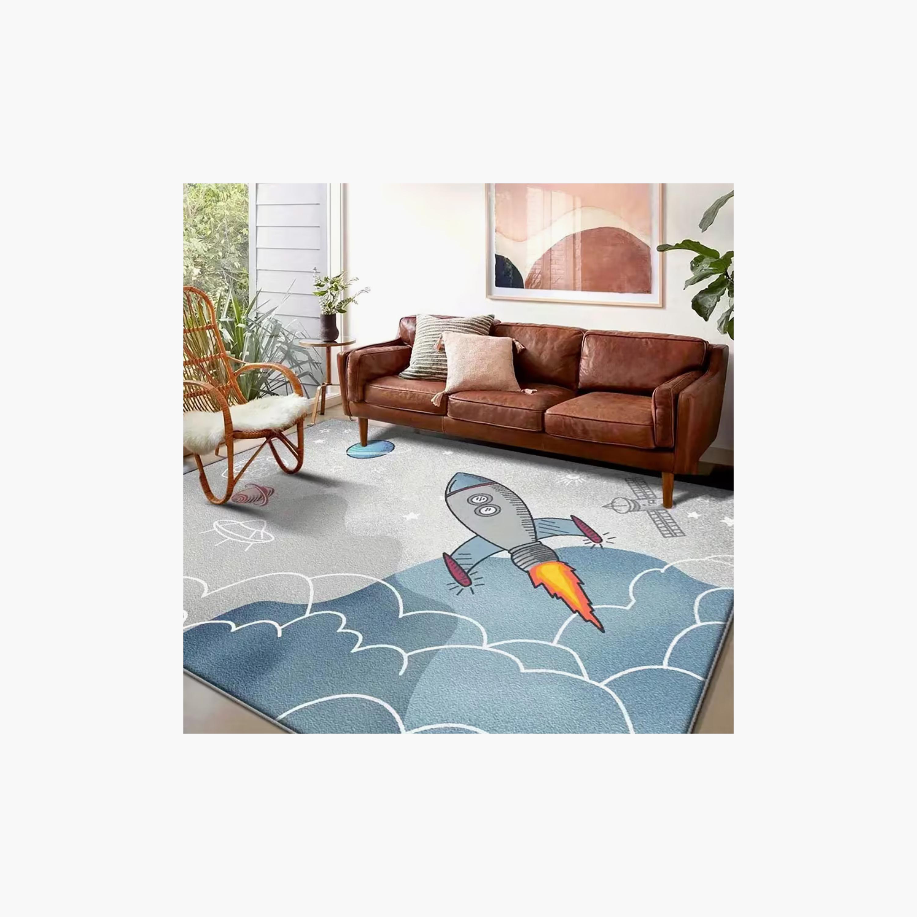 سجادة ومفرش لعب مبطن للأطفال بنقشة صاروخ الفضاء من فاكتوري برايس - 160 × 200 سم-baby-nursery-roomdecor-image-5