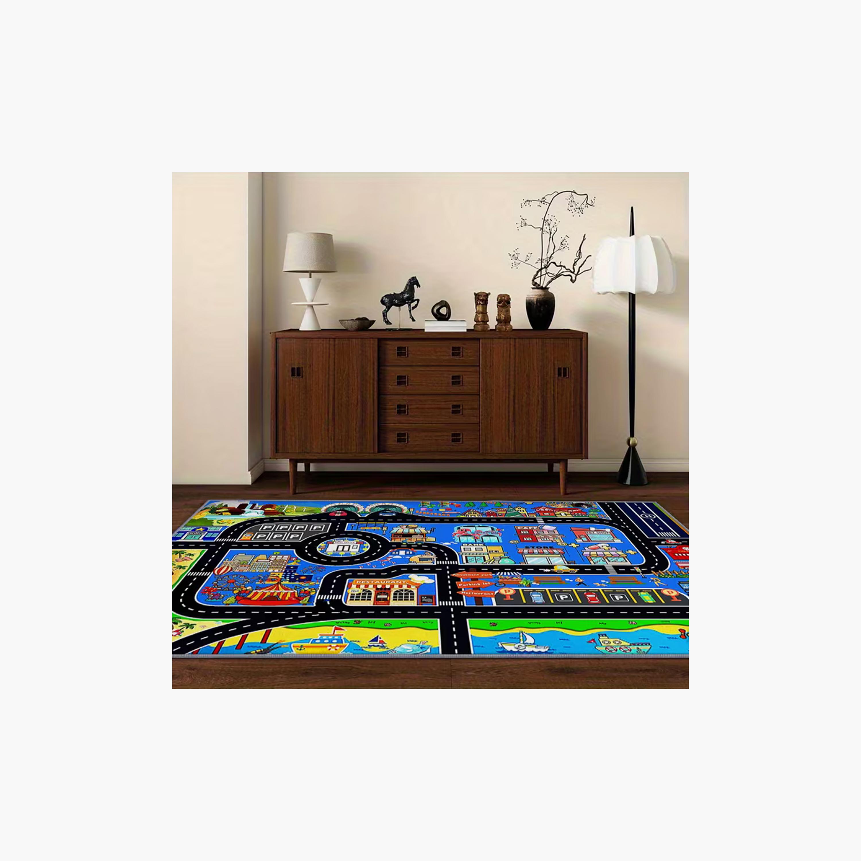 سجادة ومفرش لعب مبطن للأطفال بنقشة خريطة المدينة من فاكتوري برايس - 160 × 200 سم-baby-nursery-roomdecor-image-2