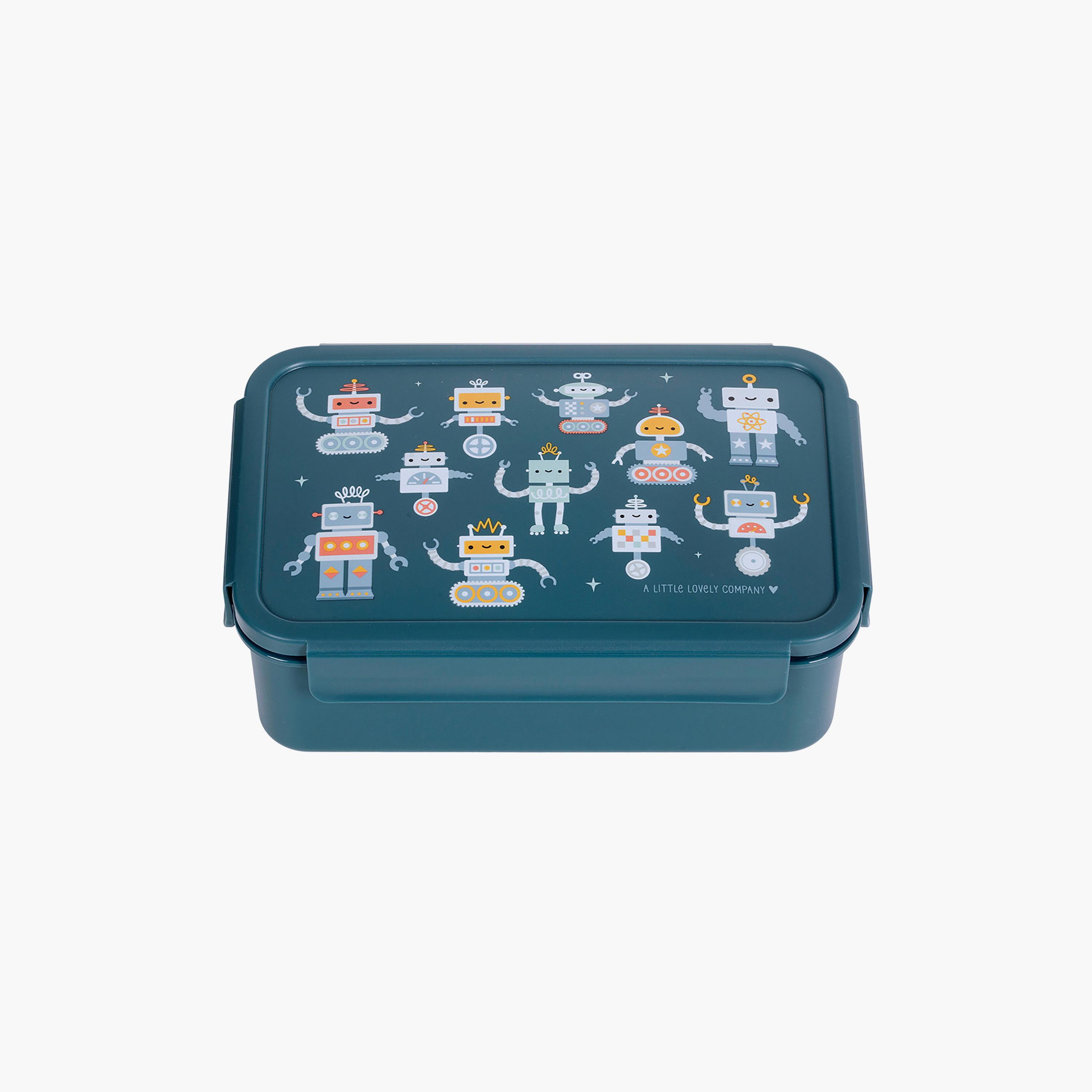 A Little Lovely Company Robots Bento Lunch Box for Boys 3-5 Yrs with 3 Compartments-school-lunchessentials-lunchboxes-image-1