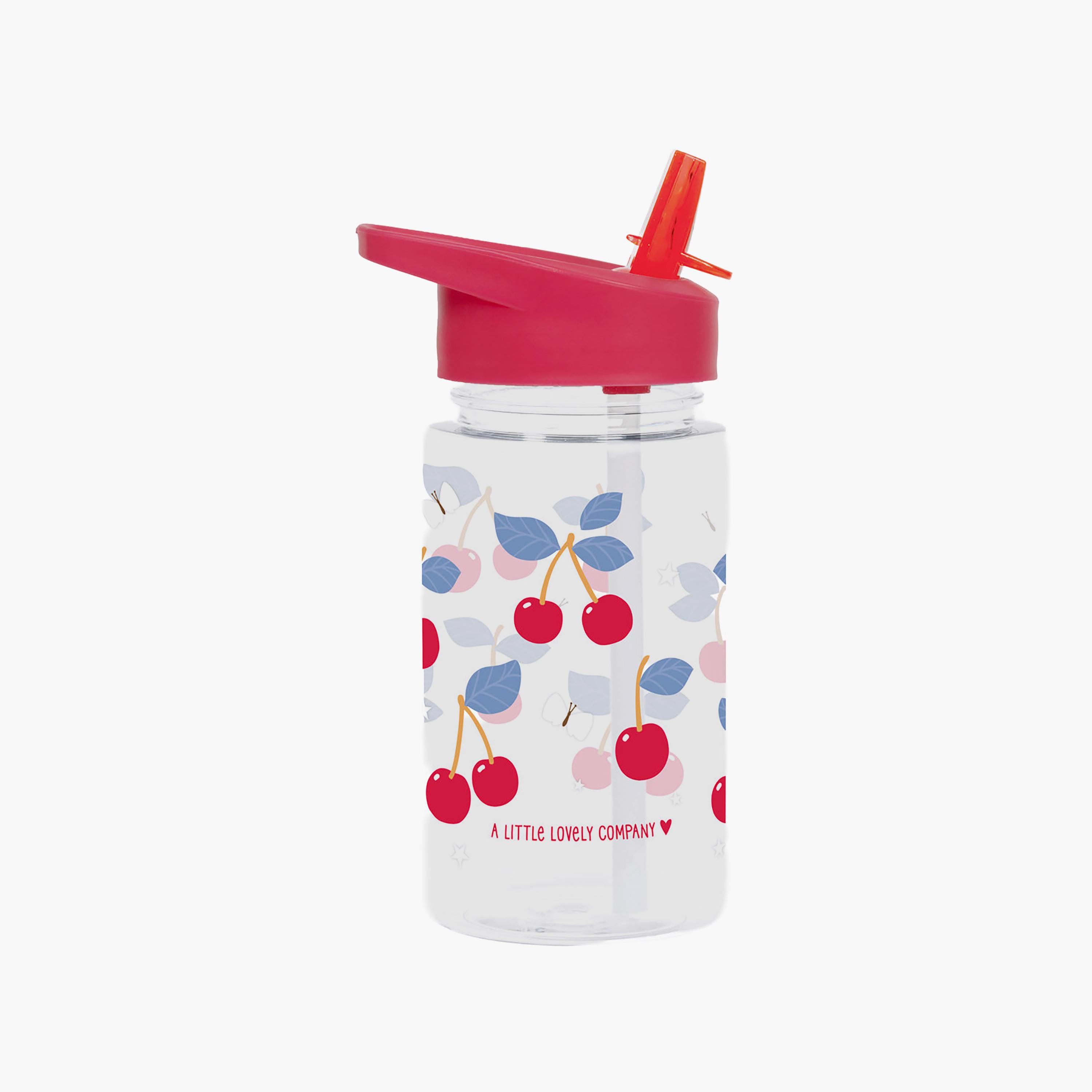 A Little Lovely Company Cherries Tritan Water Bottle with Straw - 450 ml-school-waterbottles-image-2
