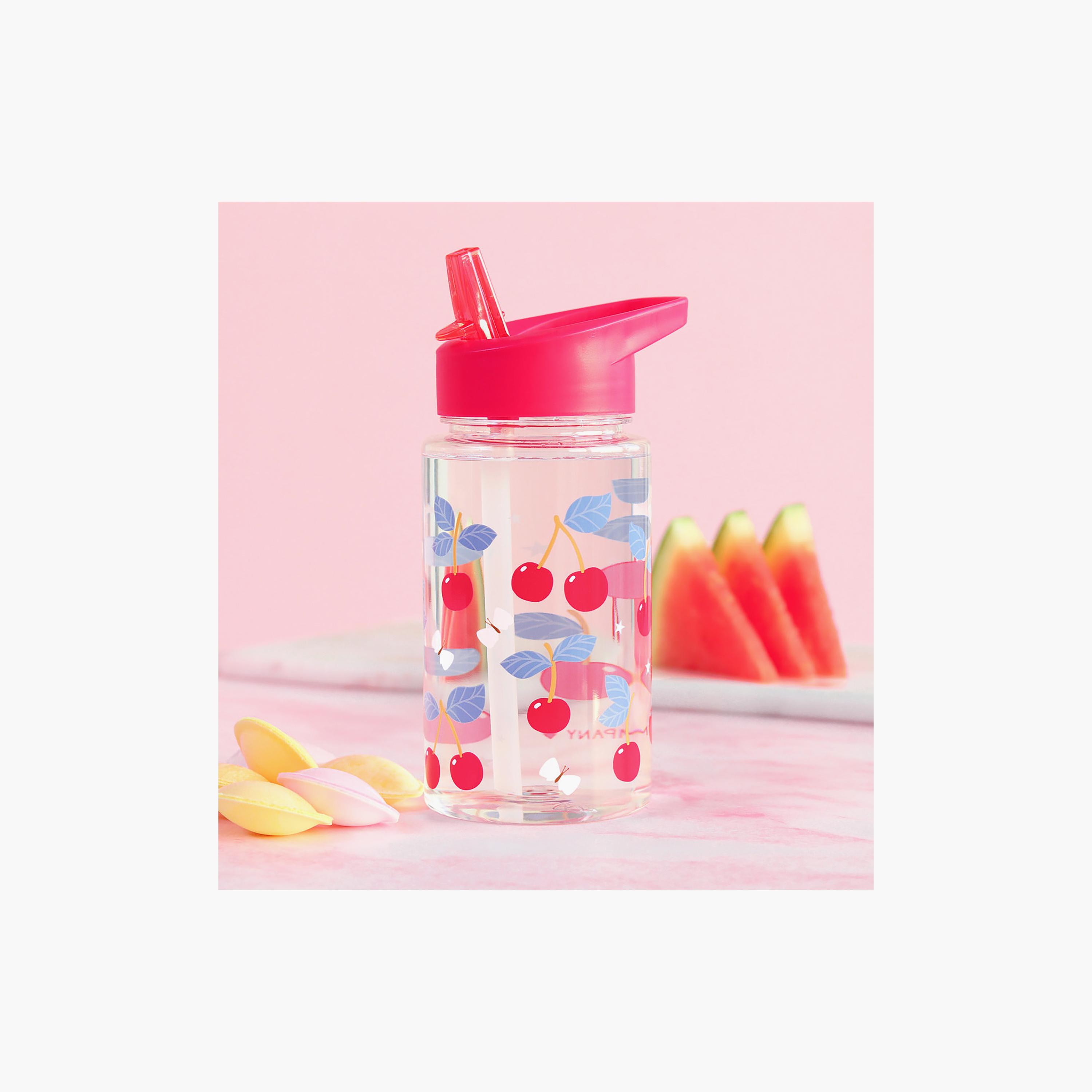 A Little Lovely Company Cherries Tritan Water Bottle with Straw - 450 ml-school-waterbottles-image-3