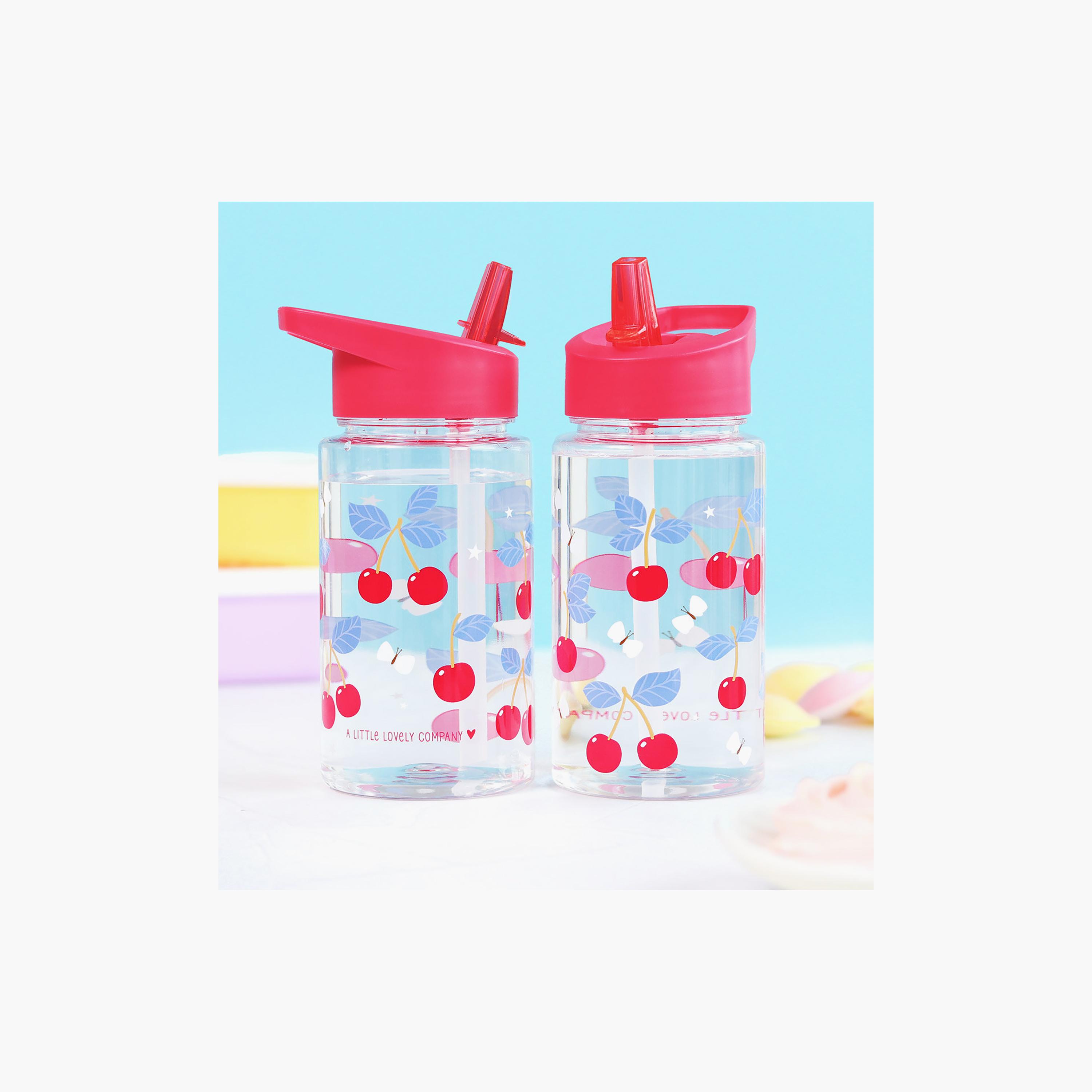 A Little Lovely Company Cherries Tritan Water Bottle with Straw - 450 ml-school-waterbottles-image-4