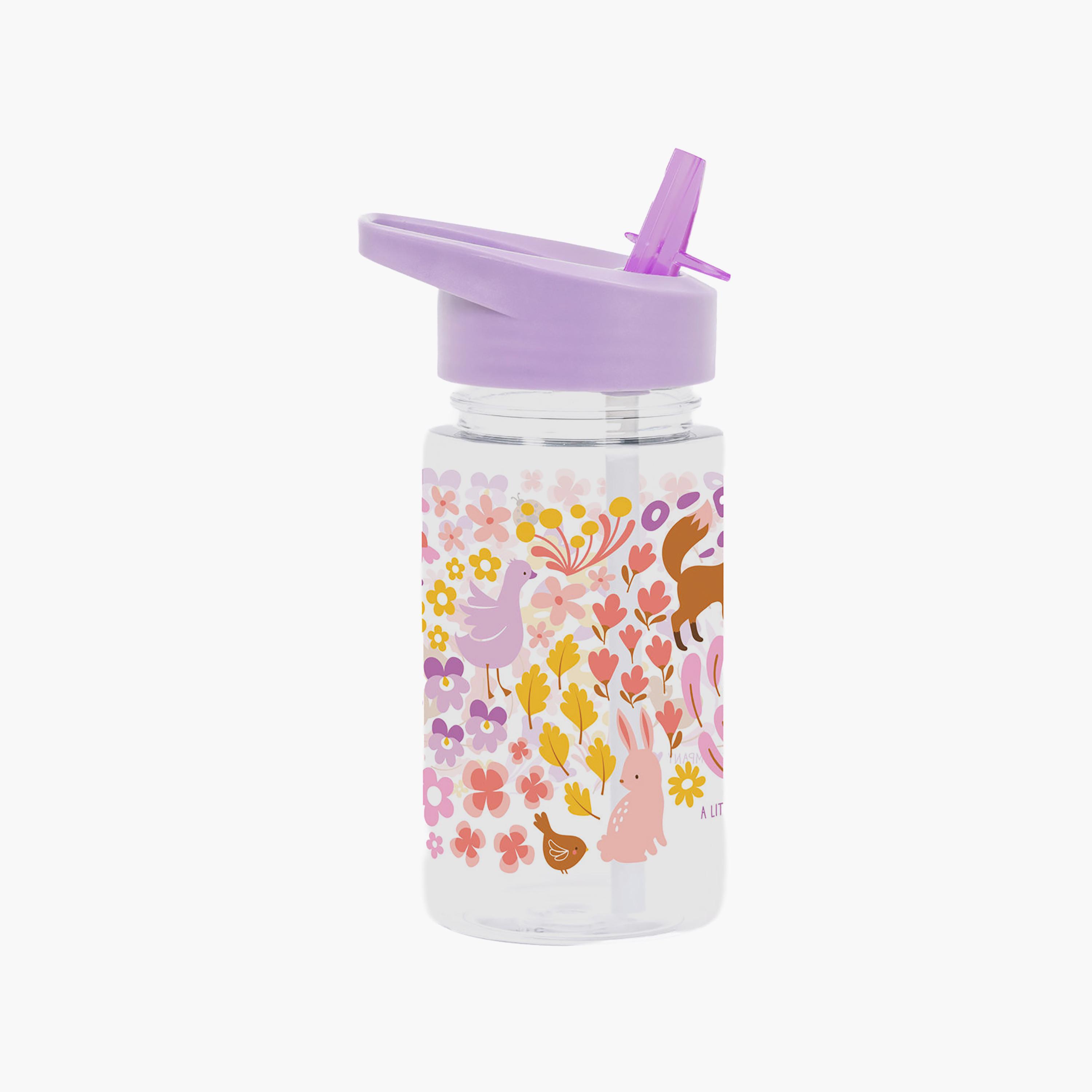 زجاجة ماء تريتان بتصميم حديقة الزهور مع ماصة - 450 مل من إيه ليتل لوفلي كومباني-school-waterbottles-image-1