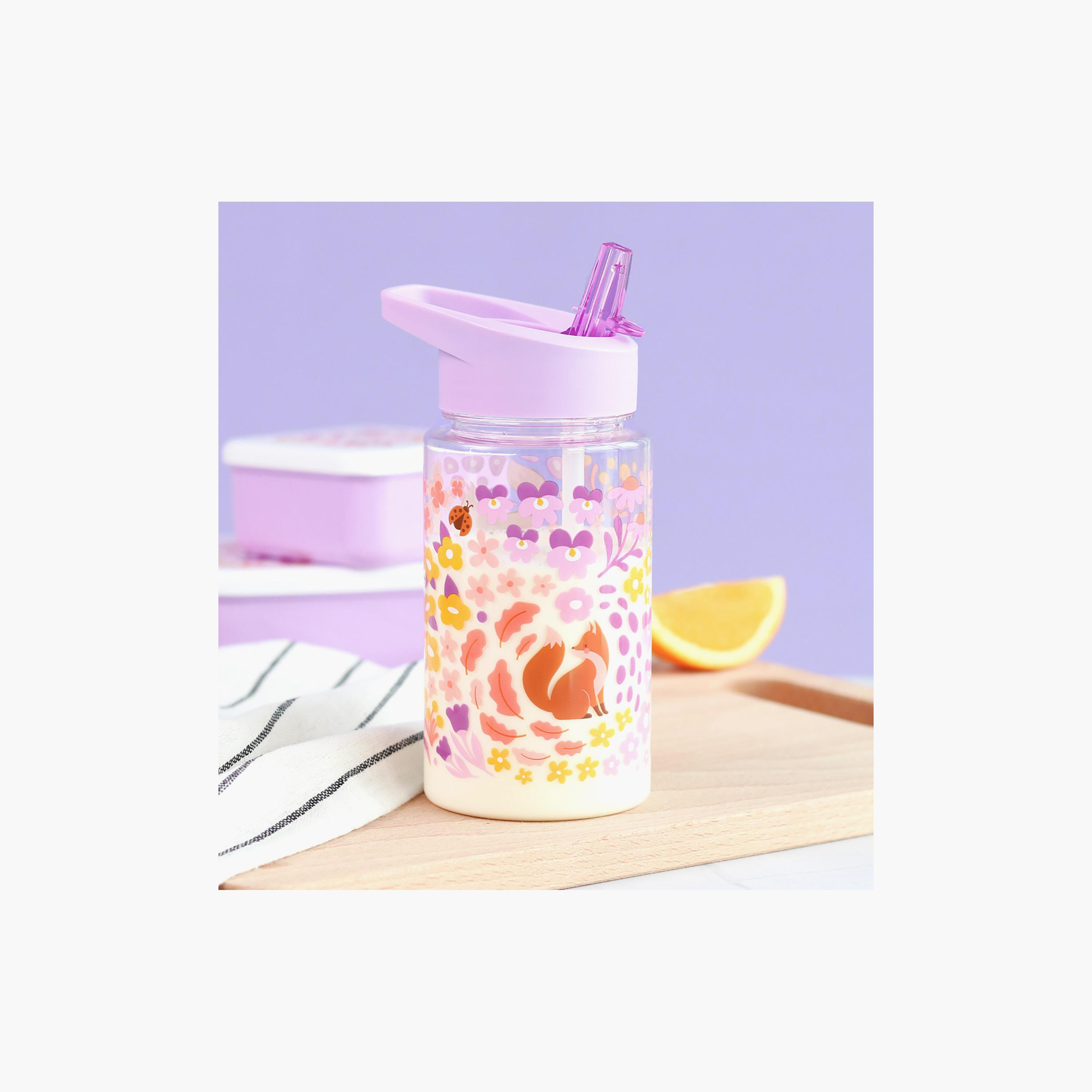 زجاجة ماء تريتان بتصميم حديقة الزهور مع ماصة - 450 مل من إيه ليتل لوفلي كومباني-school-waterbottles-image-2