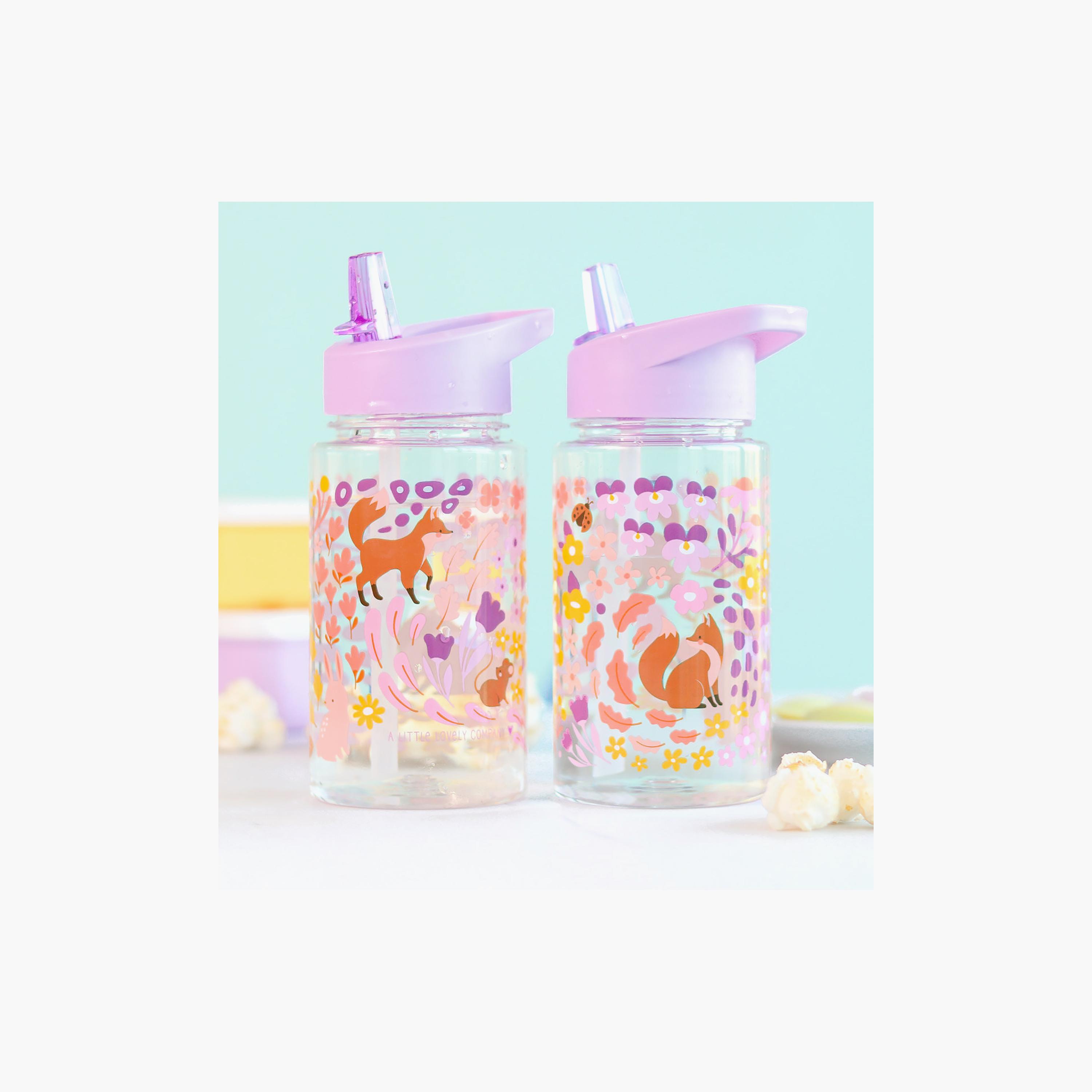 زجاجة ماء تريتان بتصميم حديقة الزهور مع ماصة - 450 مل من إيه ليتل لوفلي كومباني-school-waterbottles-image-4