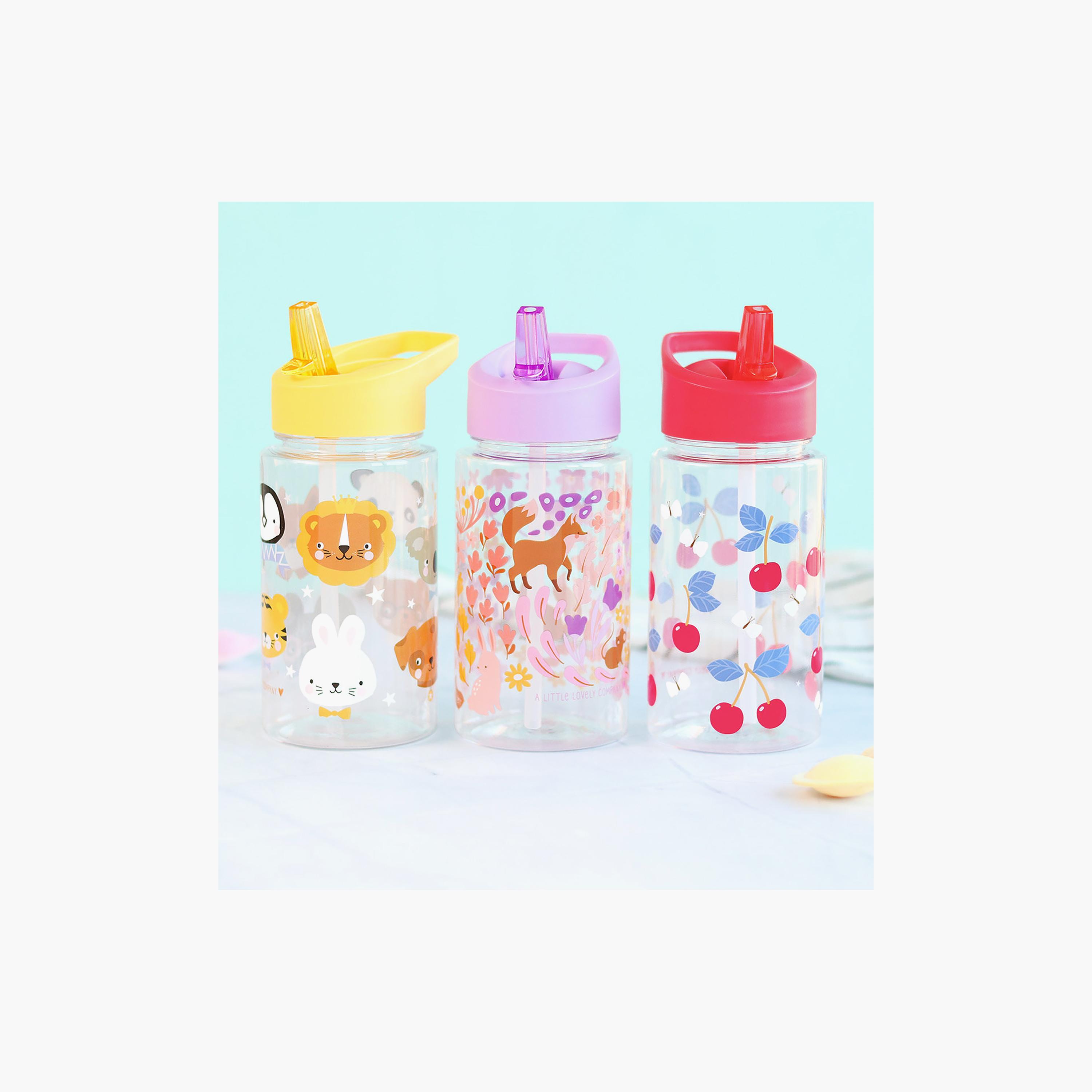 زجاجة ماء تريتان بتصميم حديقة الزهور مع ماصة - 450 مل من إيه ليتل لوفلي كومباني-school-waterbottles-image-6