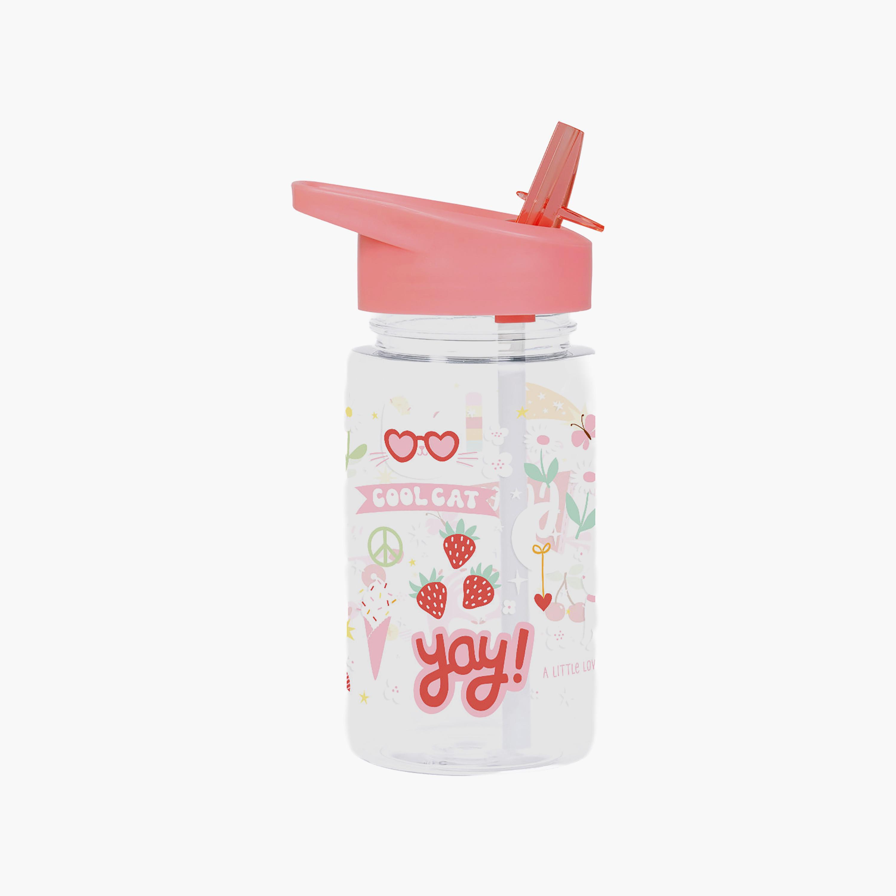 A Little Lovely Company Fun Tritan Water Bottle with Straw - 450 ml-school-waterbottles-image-2