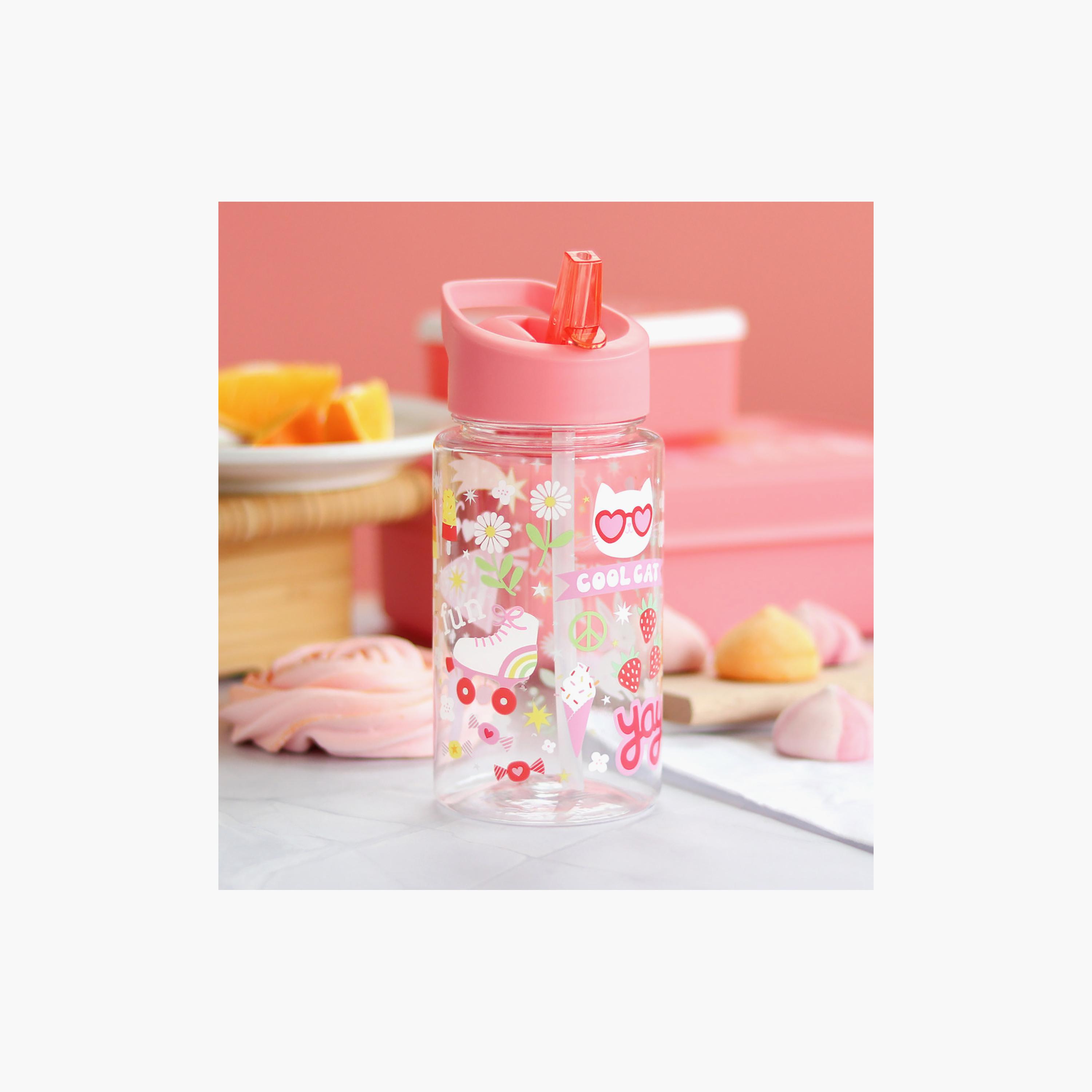 A Little Lovely Company Fun Tritan Water Bottle with Straw - 450 ml-school-waterbottles-image-3