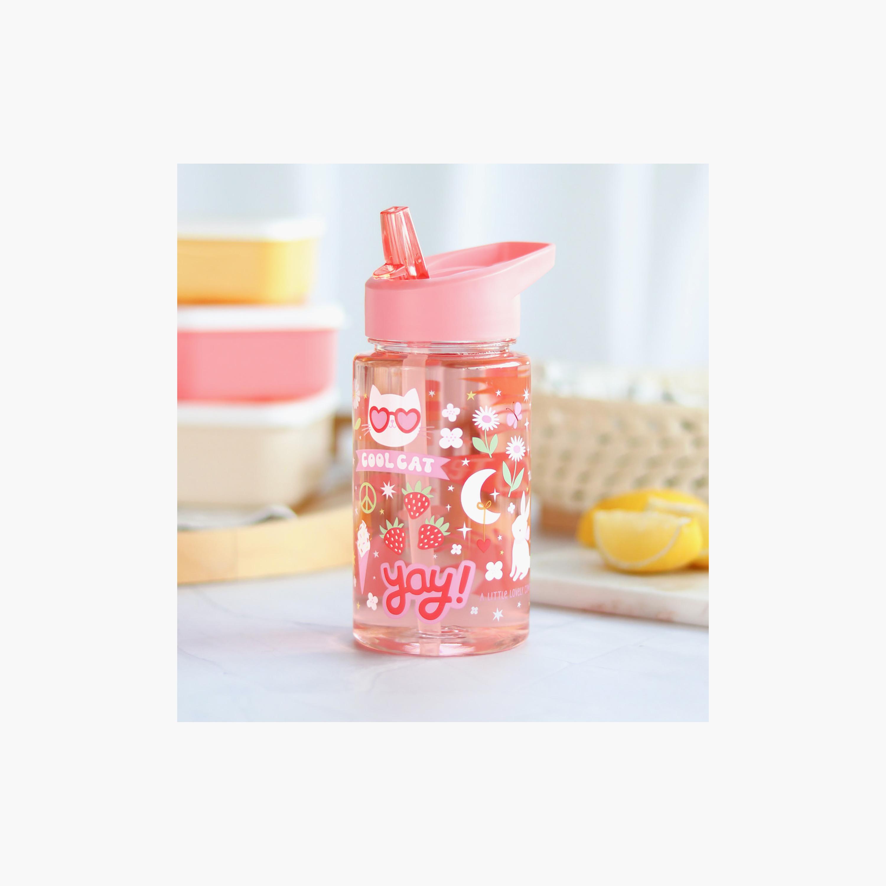 A Little Lovely Company Fun Tritan Water Bottle with Straw - 450 ml-school-waterbottles-image-4