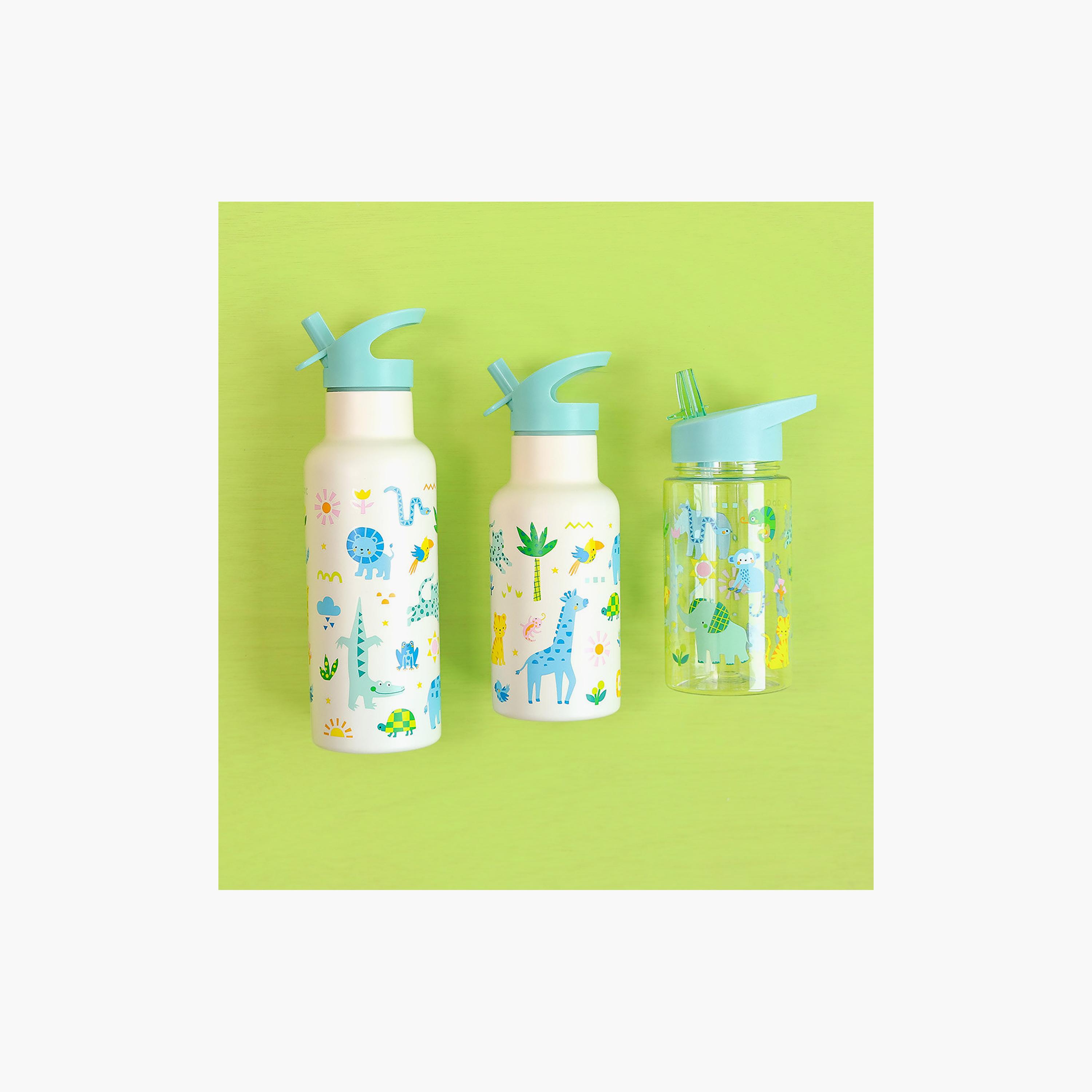زجاجة مياه تريتان من جانجل مع ماصة - 450 مل من إيه ليتل لوفلي كومباني-school-waterbottles-image-4