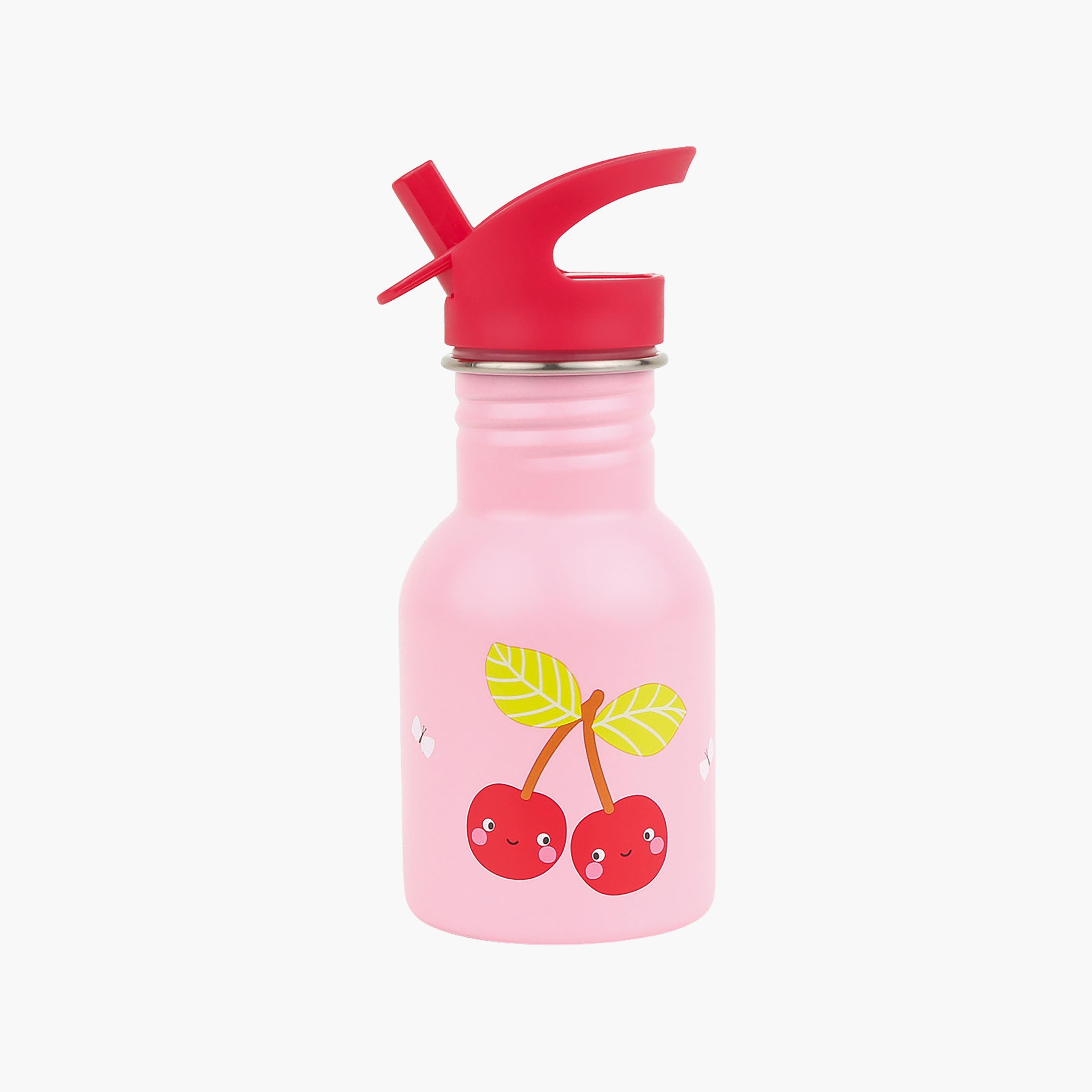 A Little Lovely Company Happy Cherries Stainless Steel Water Bottle - 350 ml-school-waterbottles-image-1