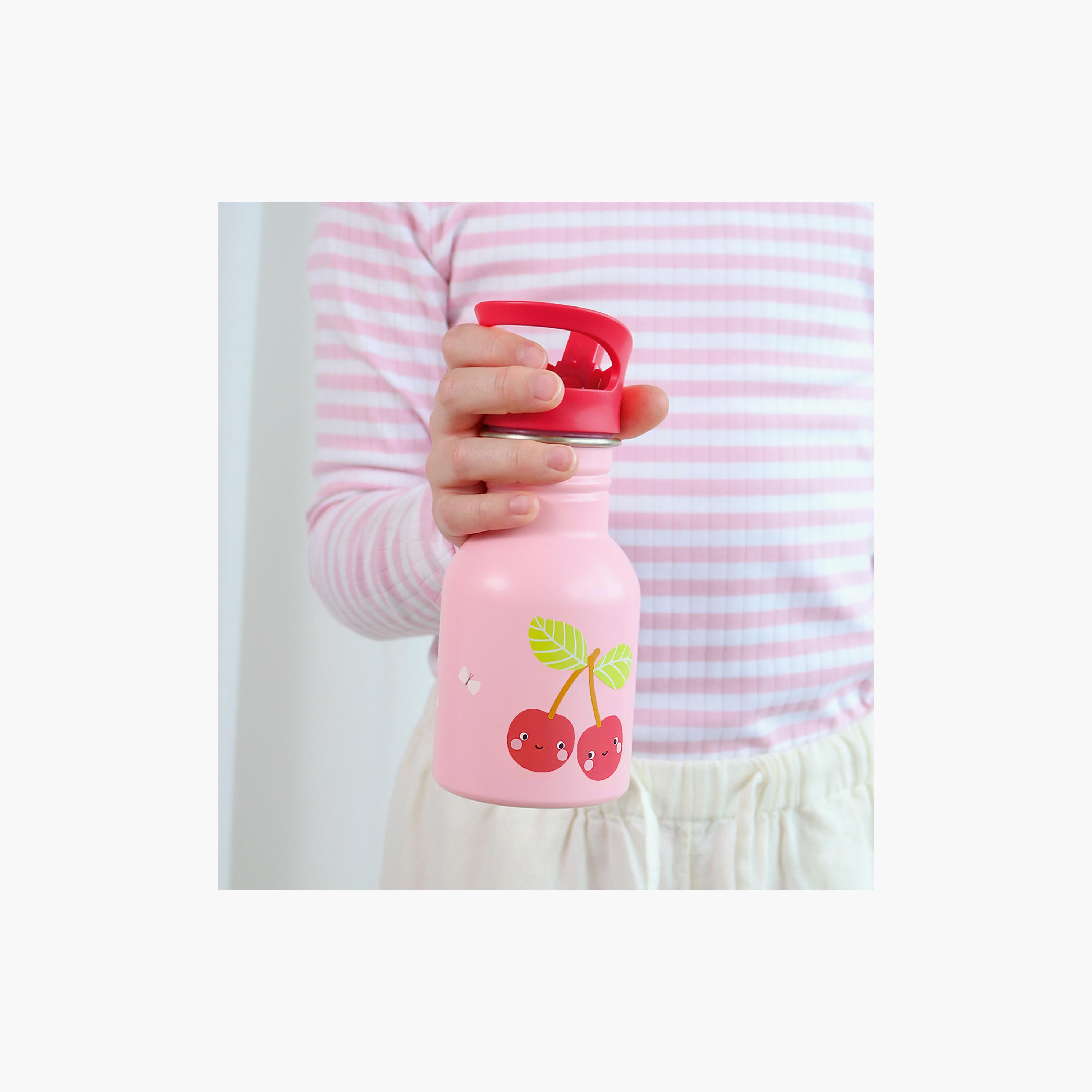 A Little Lovely Company Happy Cherries Stainless Steel Water Bottle - 350 ml-school-waterbottles-image-3