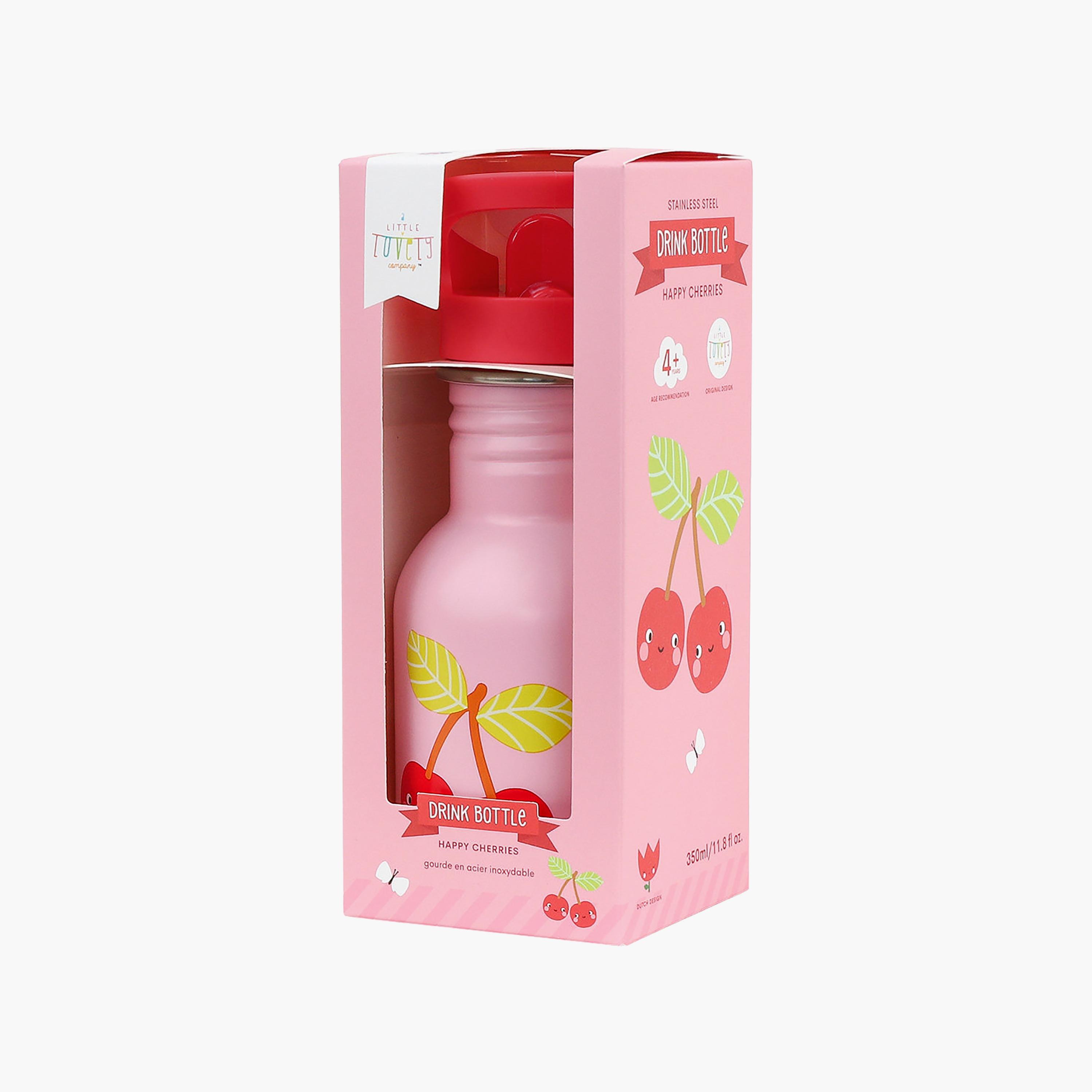 A Little Lovely Company Happy Cherries Stainless Steel Water Bottle - 350 ml-school-waterbottles-image-7