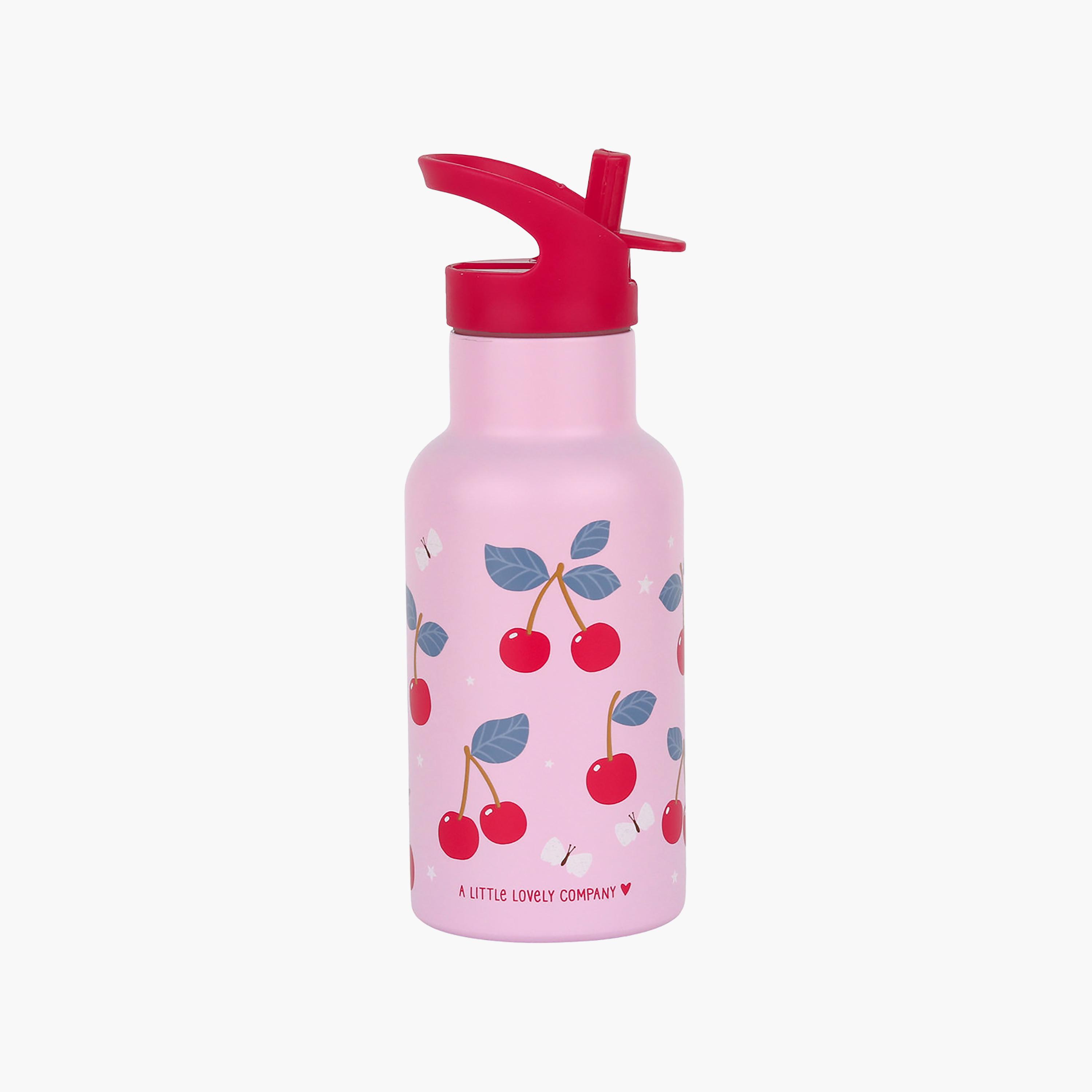 A Little Lovely Company Cherries Stainless Steel Water Bottle with Dual Insulated Wall - 350 ml-school-waterbottles-image-2