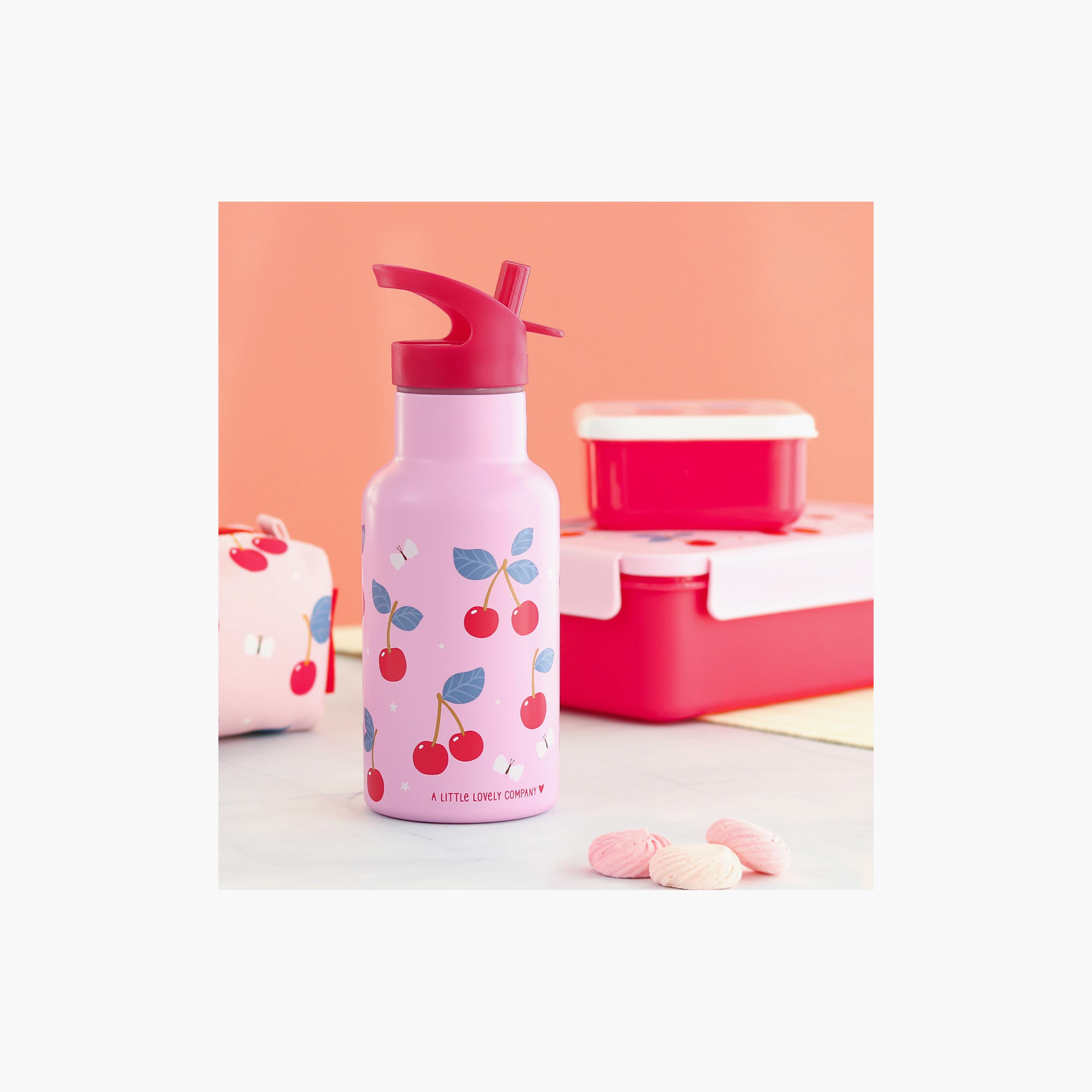 A Little Lovely Company Cherries Stainless Steel Water Bottle with Dual Insulated Wall - 350 ml-school-waterbottles-image-3