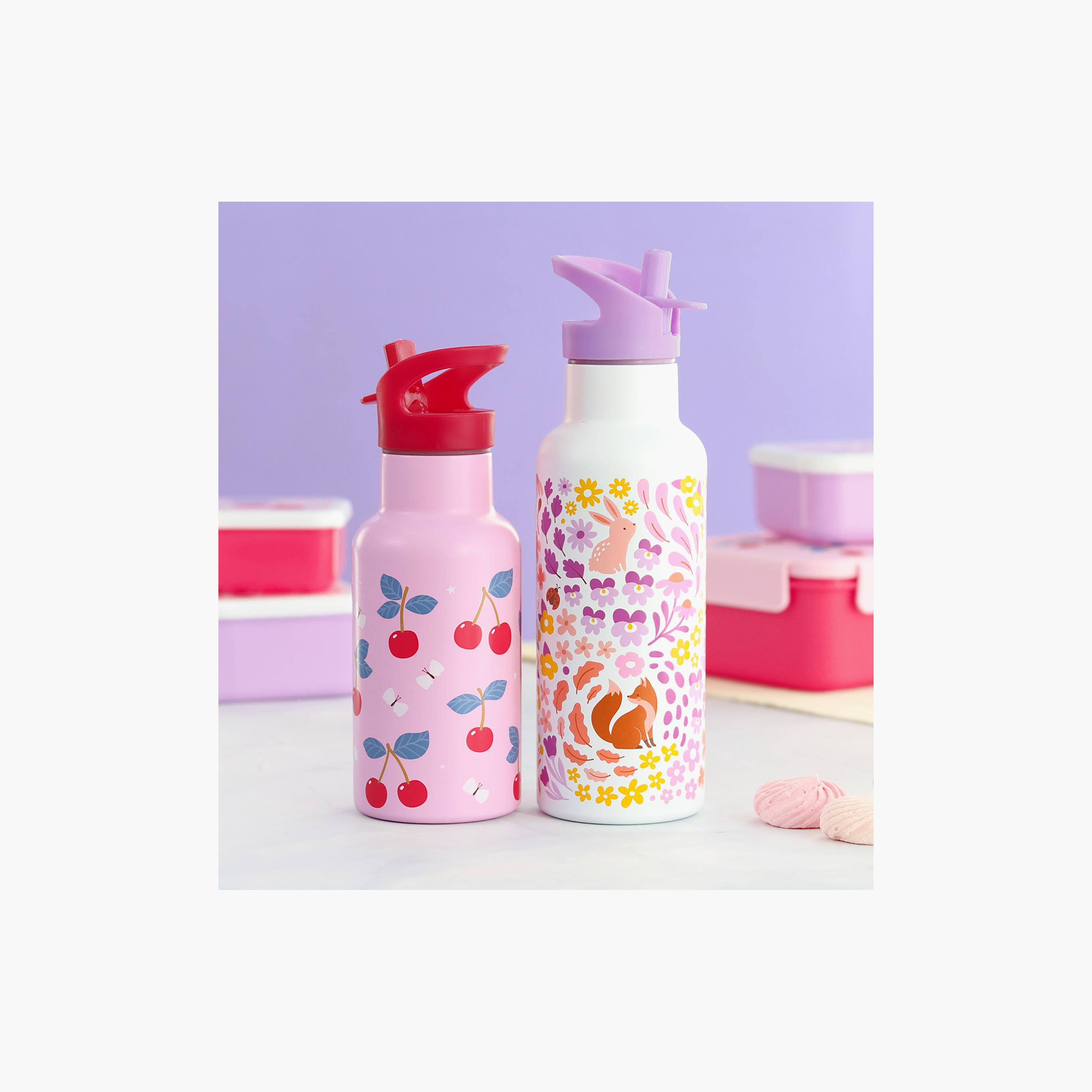 A Little Lovely Company Cherries Stainless Steel Water Bottle with Dual Insulated Wall - 350 ml-school-waterbottles-image-5