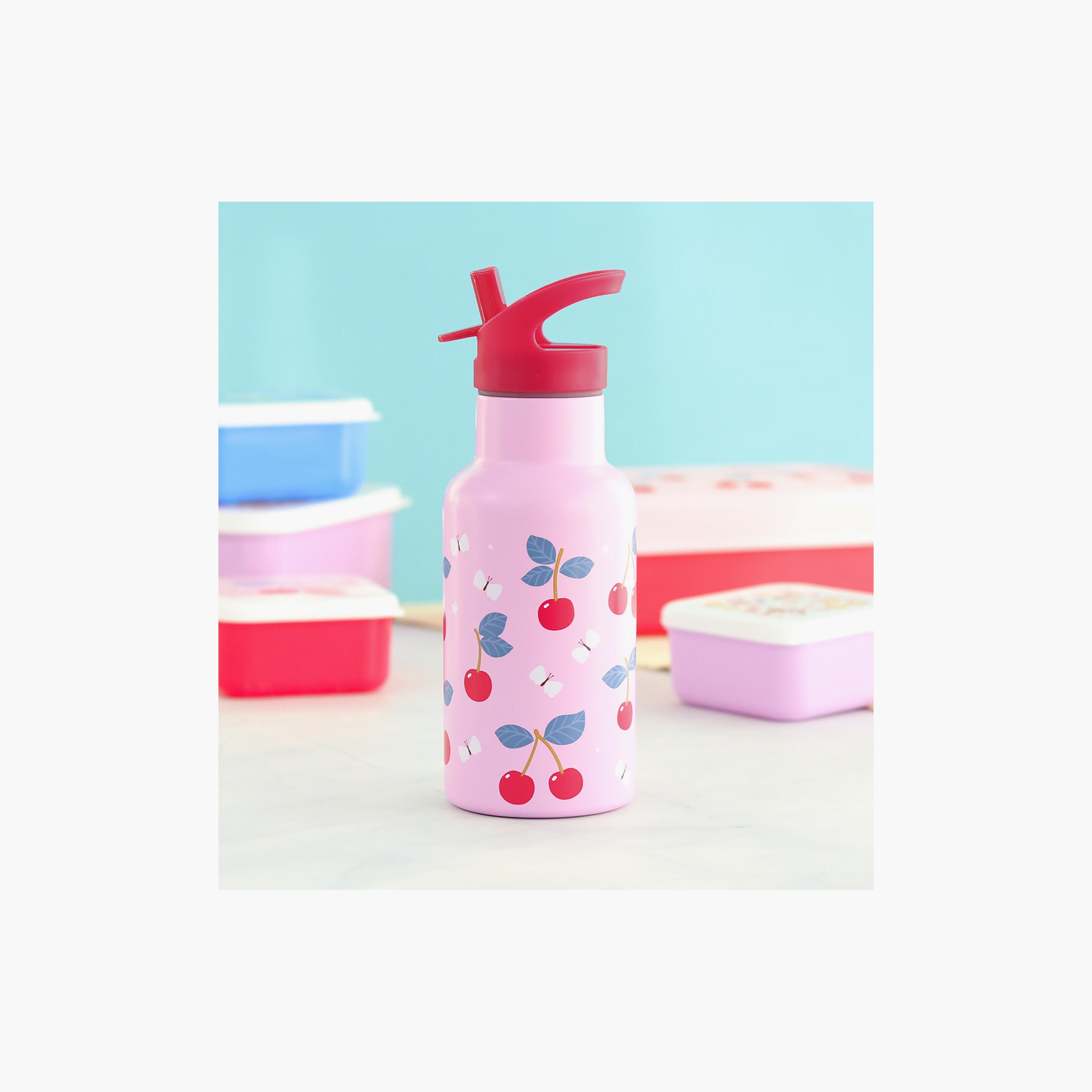 A Little Lovely Company Cherries Stainless Steel Water Bottle with Dual Insulated Wall - 350 ml-school-waterbottles-image-6