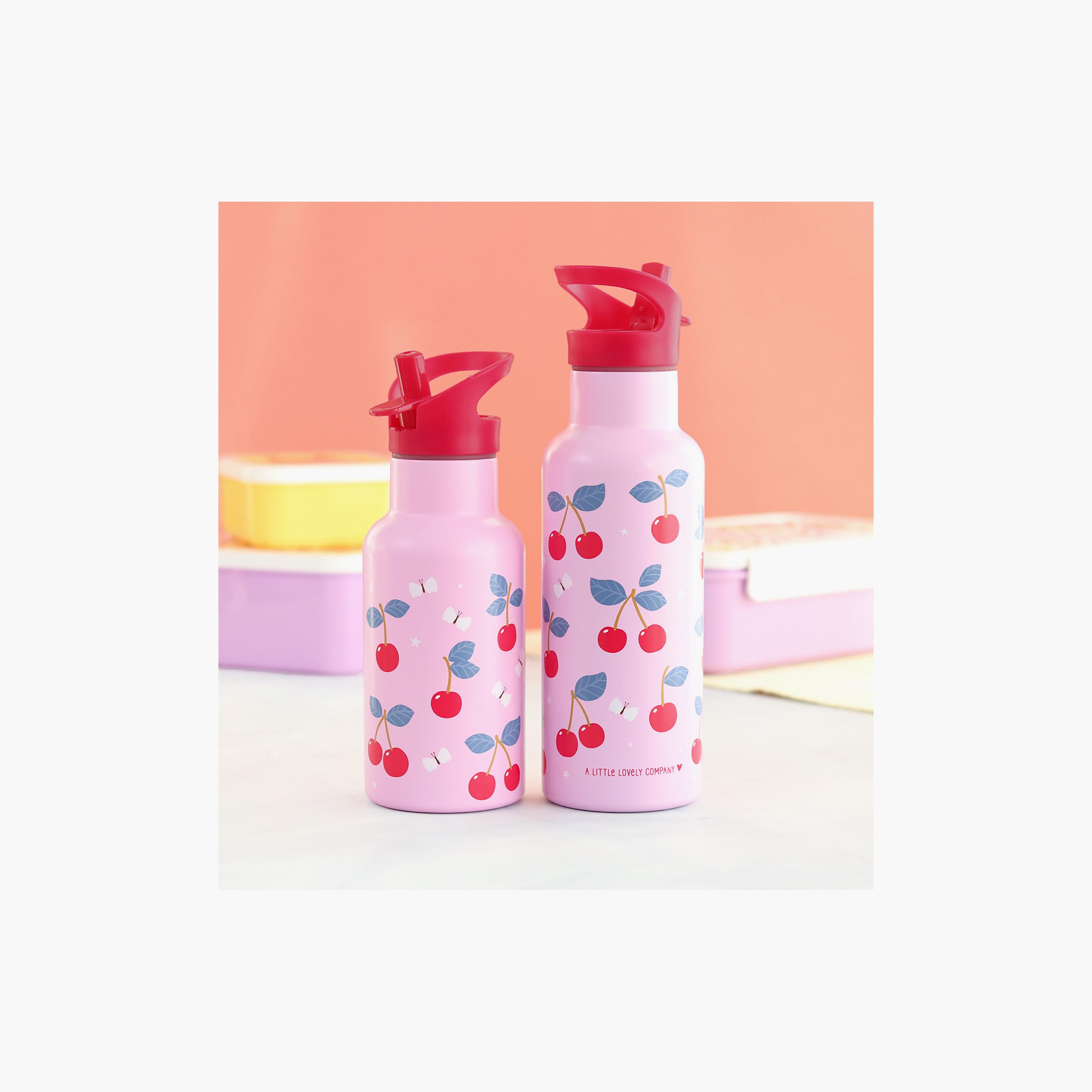 A Little Lovely Company Cherries Stainless Steel Water Bottle with Dual Insulated Wall - 350 ml-school-waterbottles-image-7