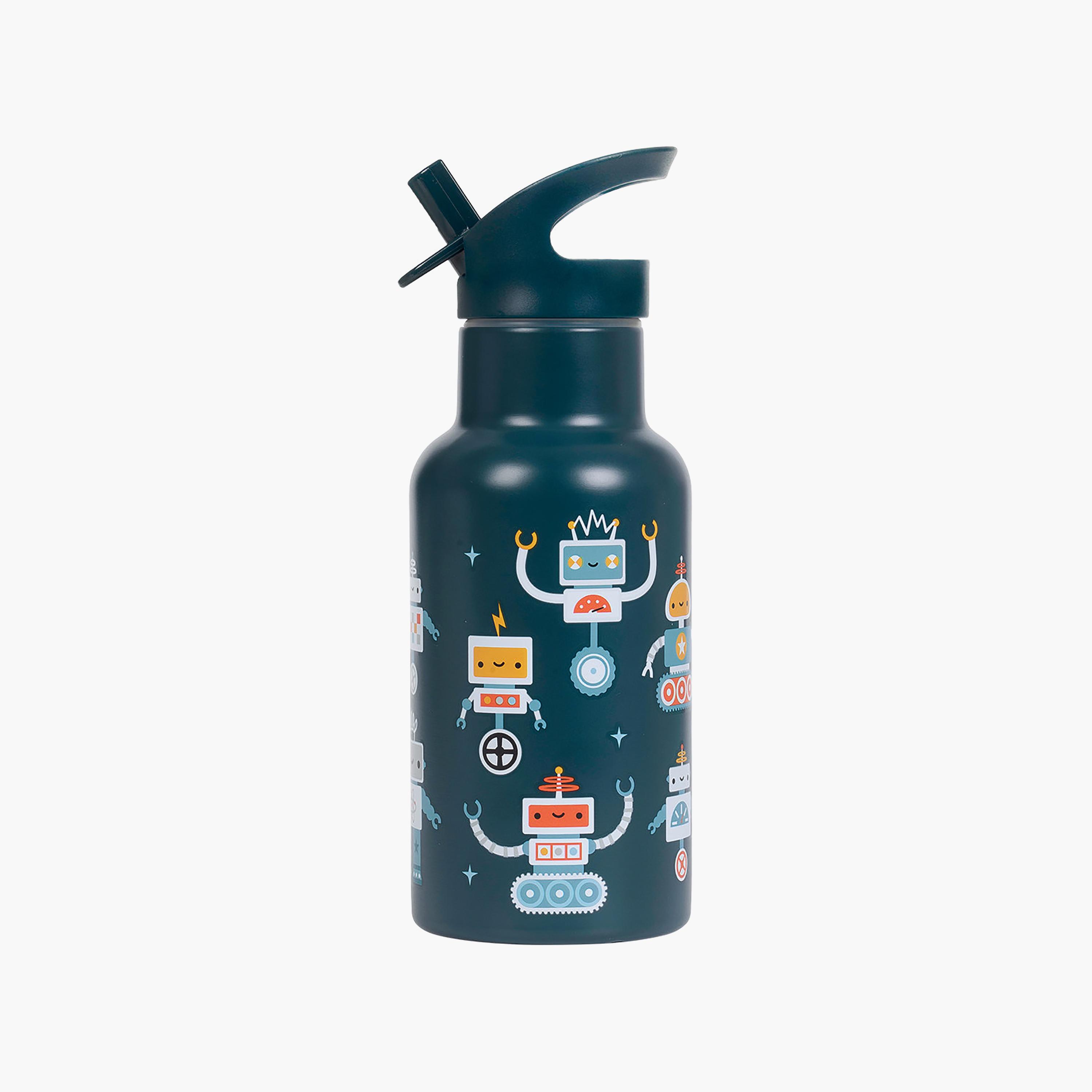 A Little Lovely Company Robots Stainless Steel Water Bottle with Dual Insulated Wall - 350 ml-school-waterbottles-image-1