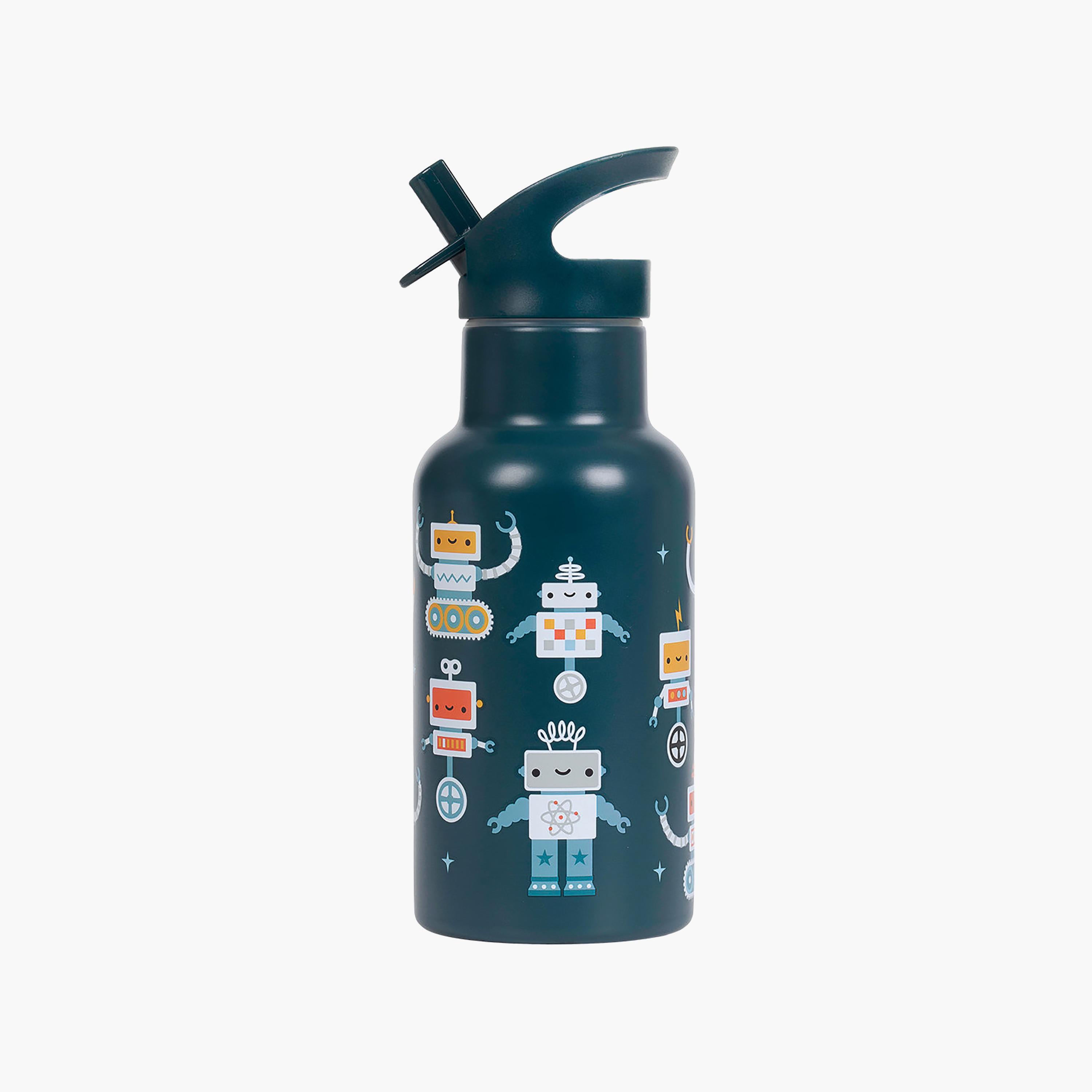A Little Lovely Company Robots Stainless Steel Water Bottle with Dual Insulated Wall - 350 ml-school-waterbottles-image-2