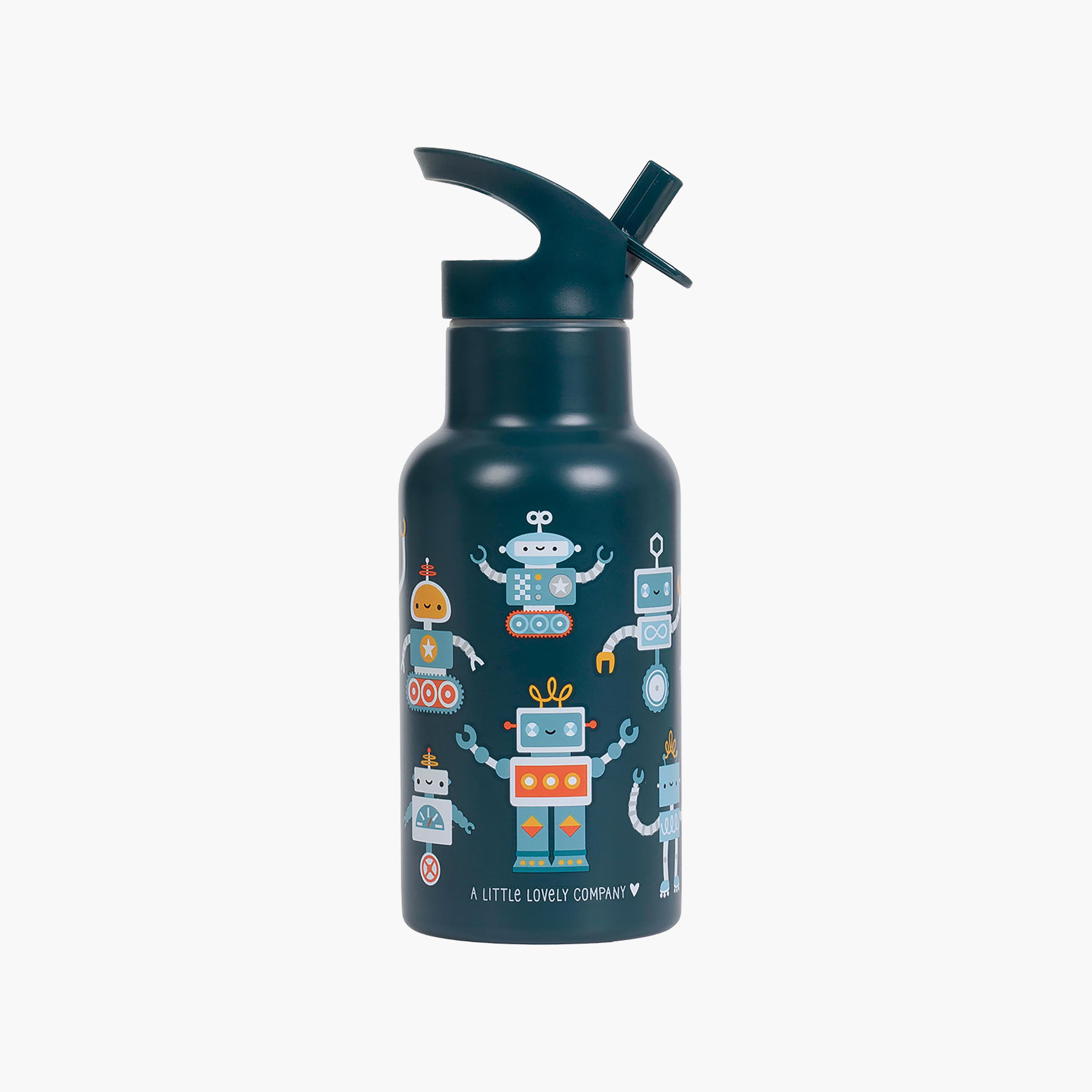 A Little Lovely Company Robots Stainless Steel Water Bottle with Dual Insulated Wall - 350 ml-school-waterbottles-image-3
