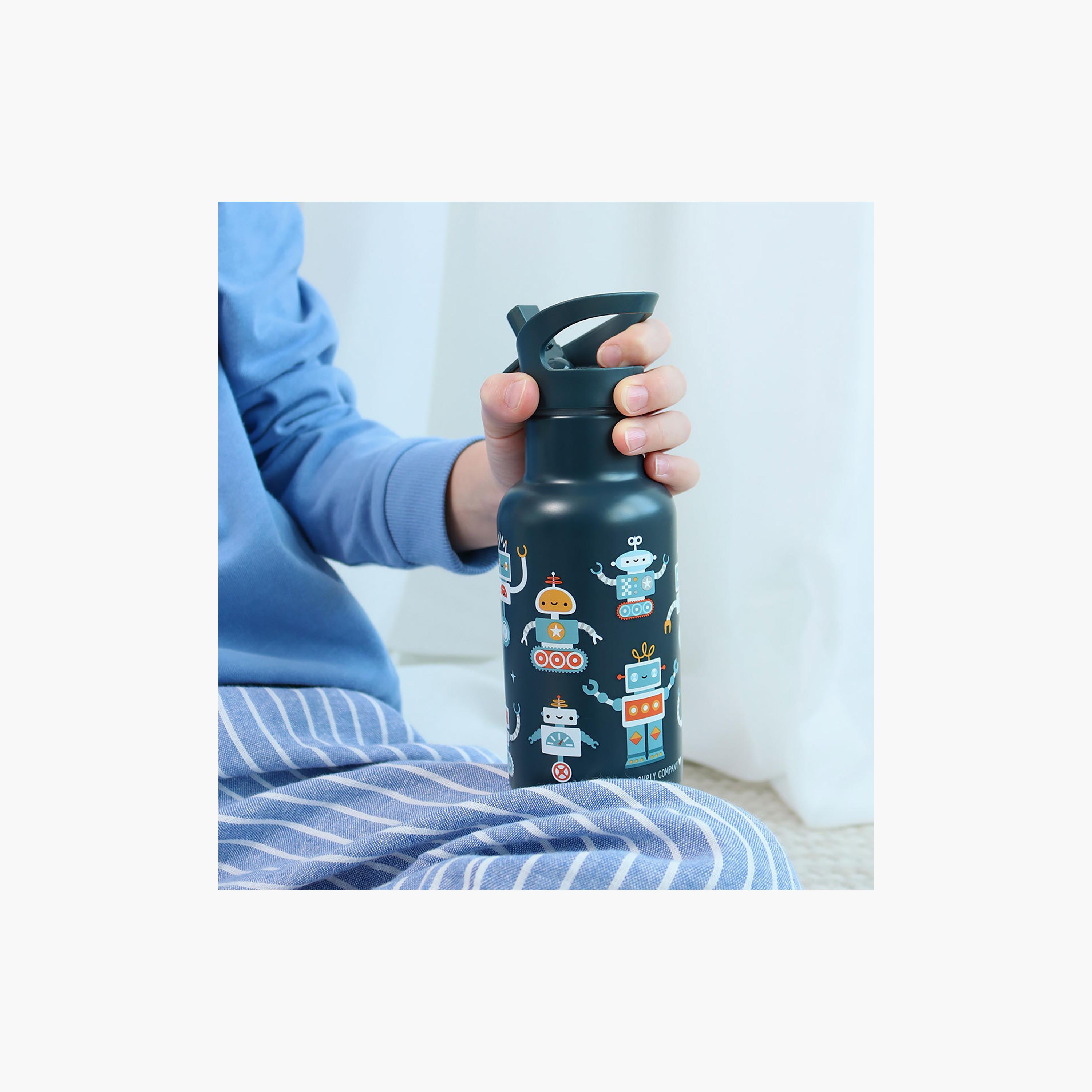 A Little Lovely Company Robots Stainless Steel Water Bottle with Dual Insulated Wall - 350 ml-school-waterbottles-image-4