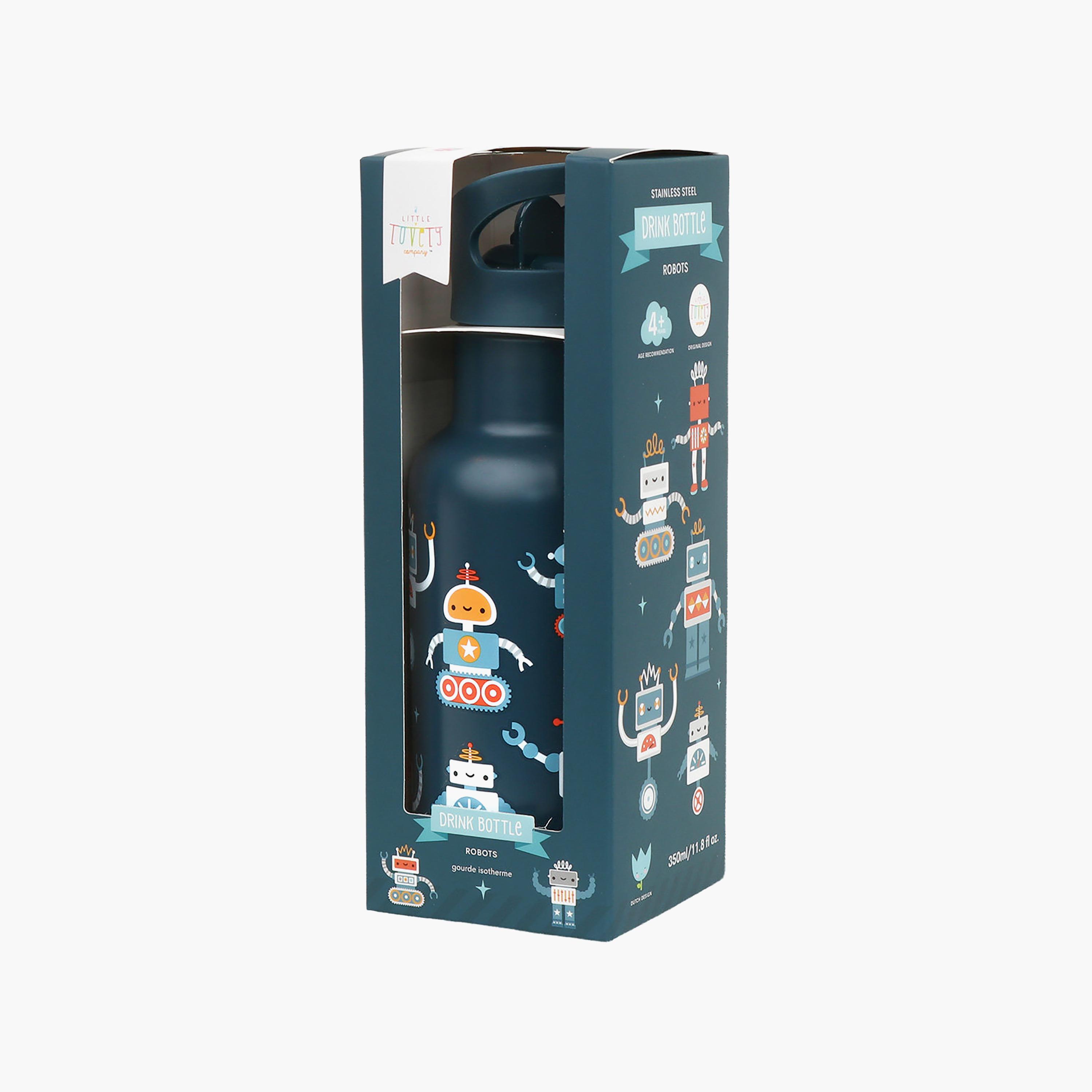 A Little Lovely Company Robots Stainless Steel Water Bottle with Dual Insulated Wall - 350 ml-school-waterbottles-image-7