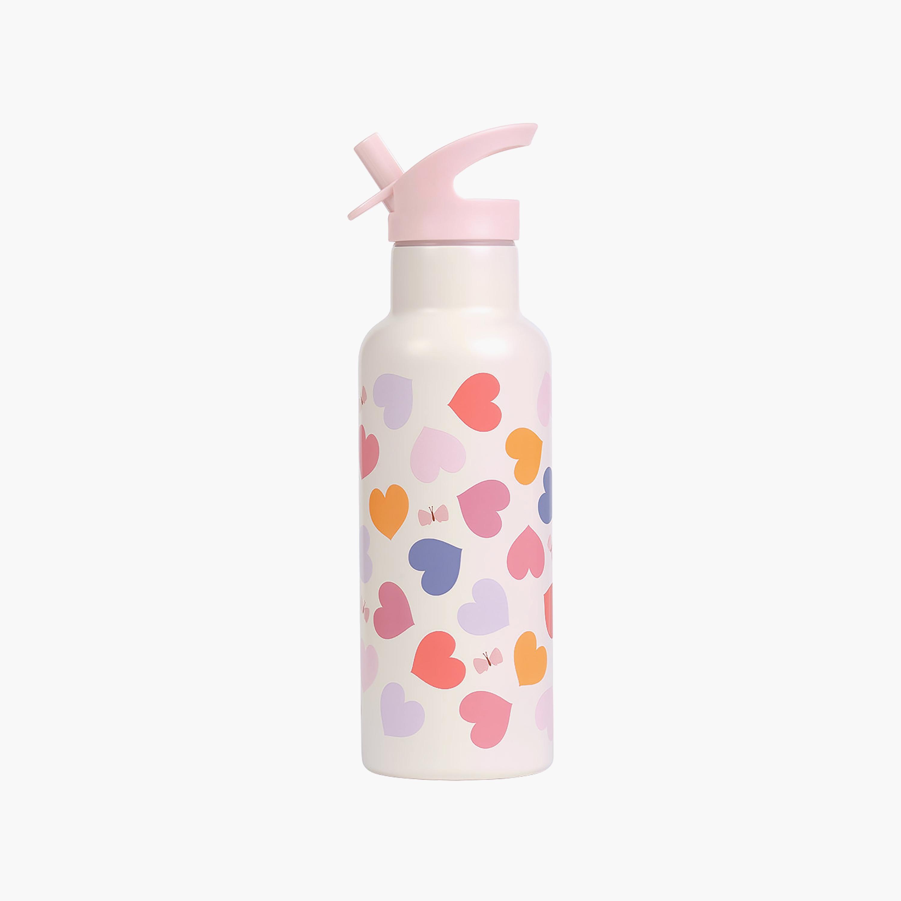 A Little Lovely Company Hearts Stainless Steel Water Bottle with Dual Insulated Wall - 500 ml-school-waterbottles-image-1