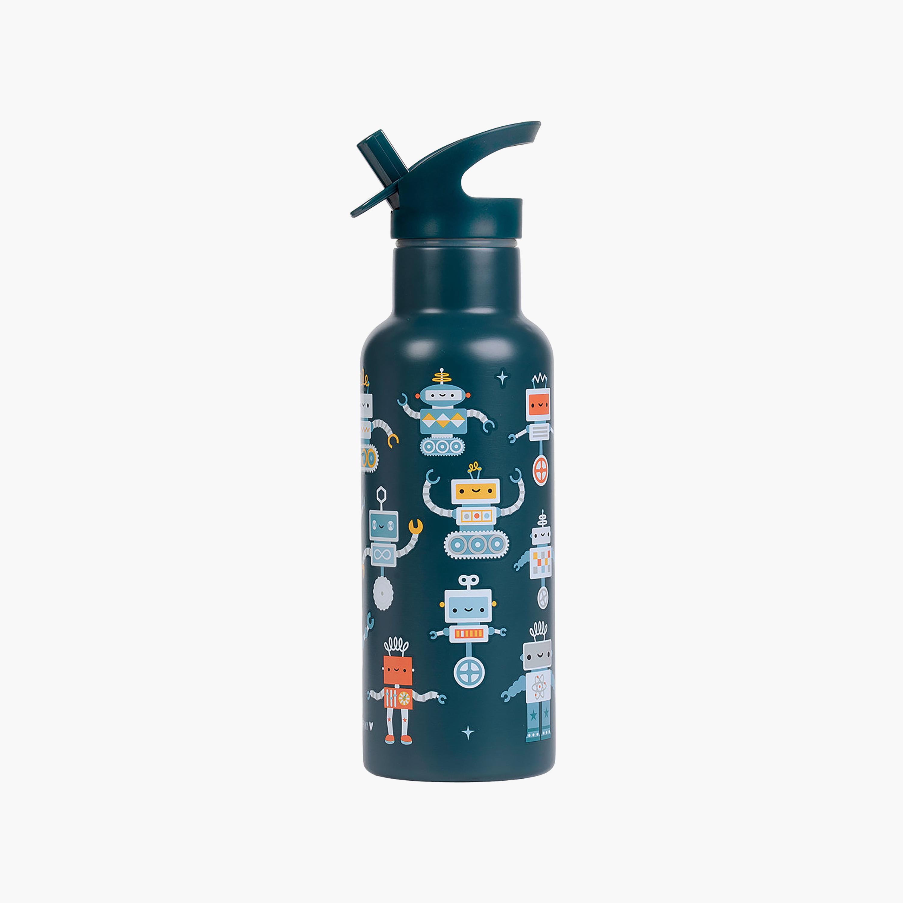 A Little Lovely Company Robots Stainless Steel Water Bottle with Dual Insulated Wall - 500 ml-school-waterbottles-image-1