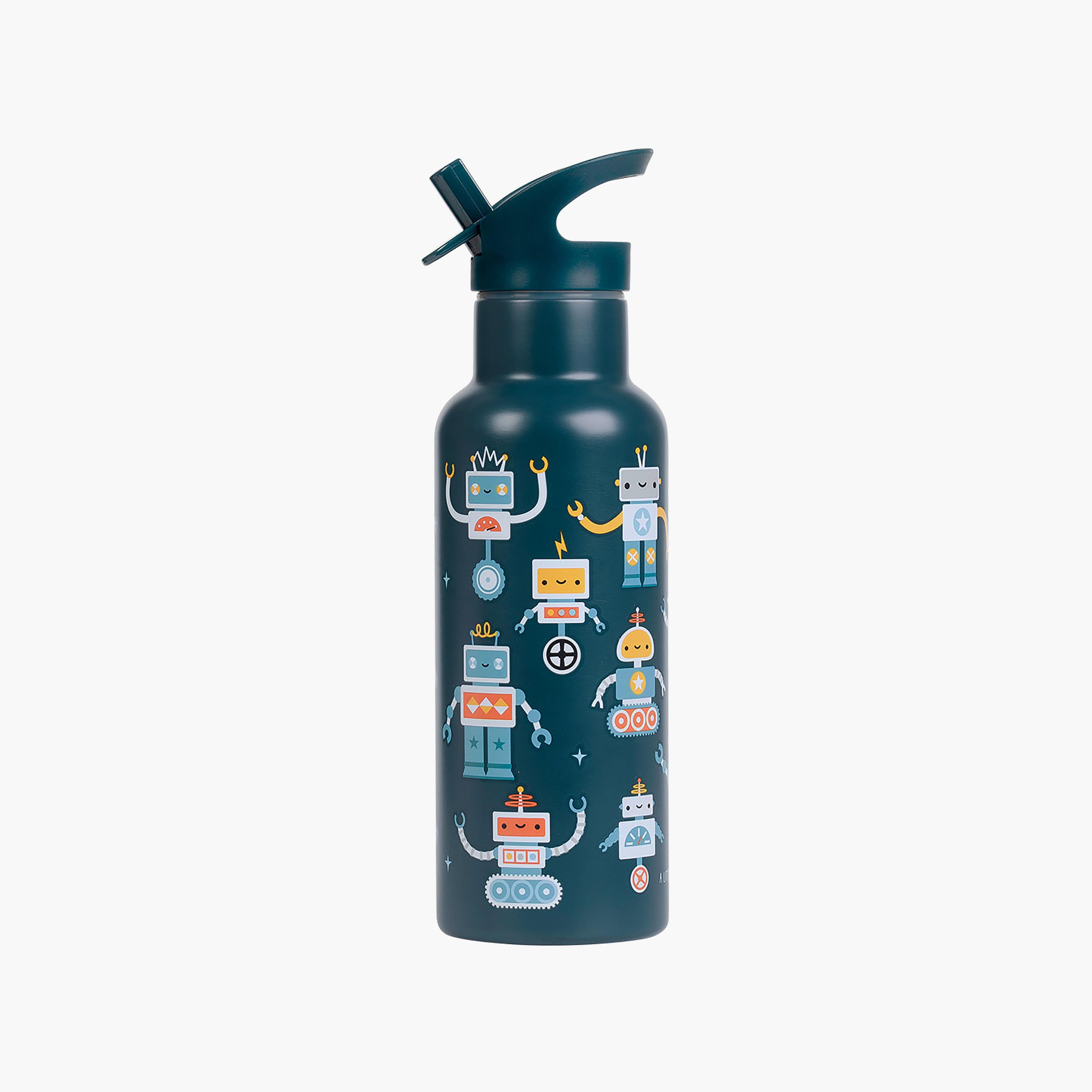 A Little Lovely Company Robots Stainless Steel Water Bottle with Dual Insulated Wall - 500 ml-school-waterbottles-image-2