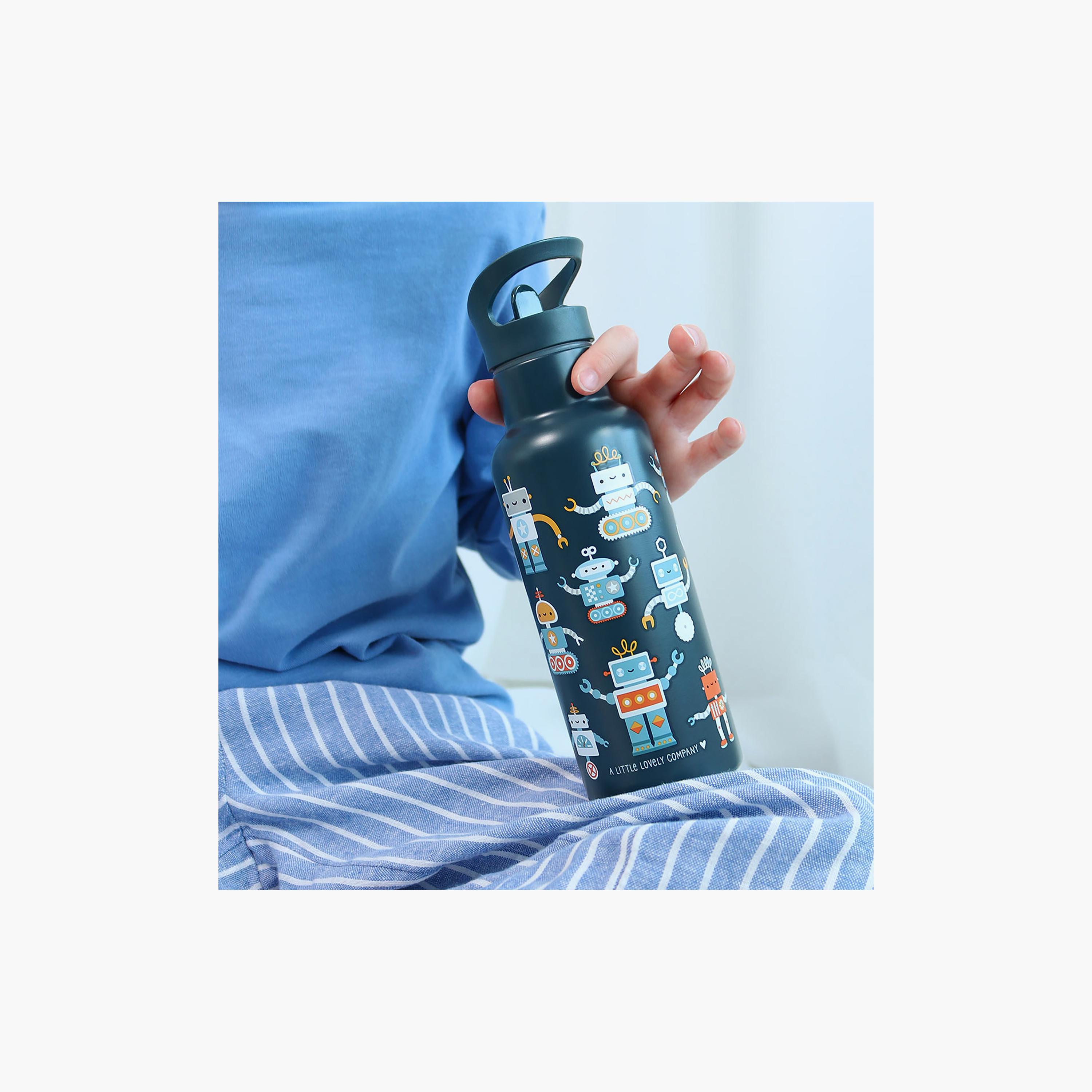 A Little Lovely Company Robots Stainless Steel Water Bottle with Dual Insulated Wall - 500 ml-school-waterbottles-image-4