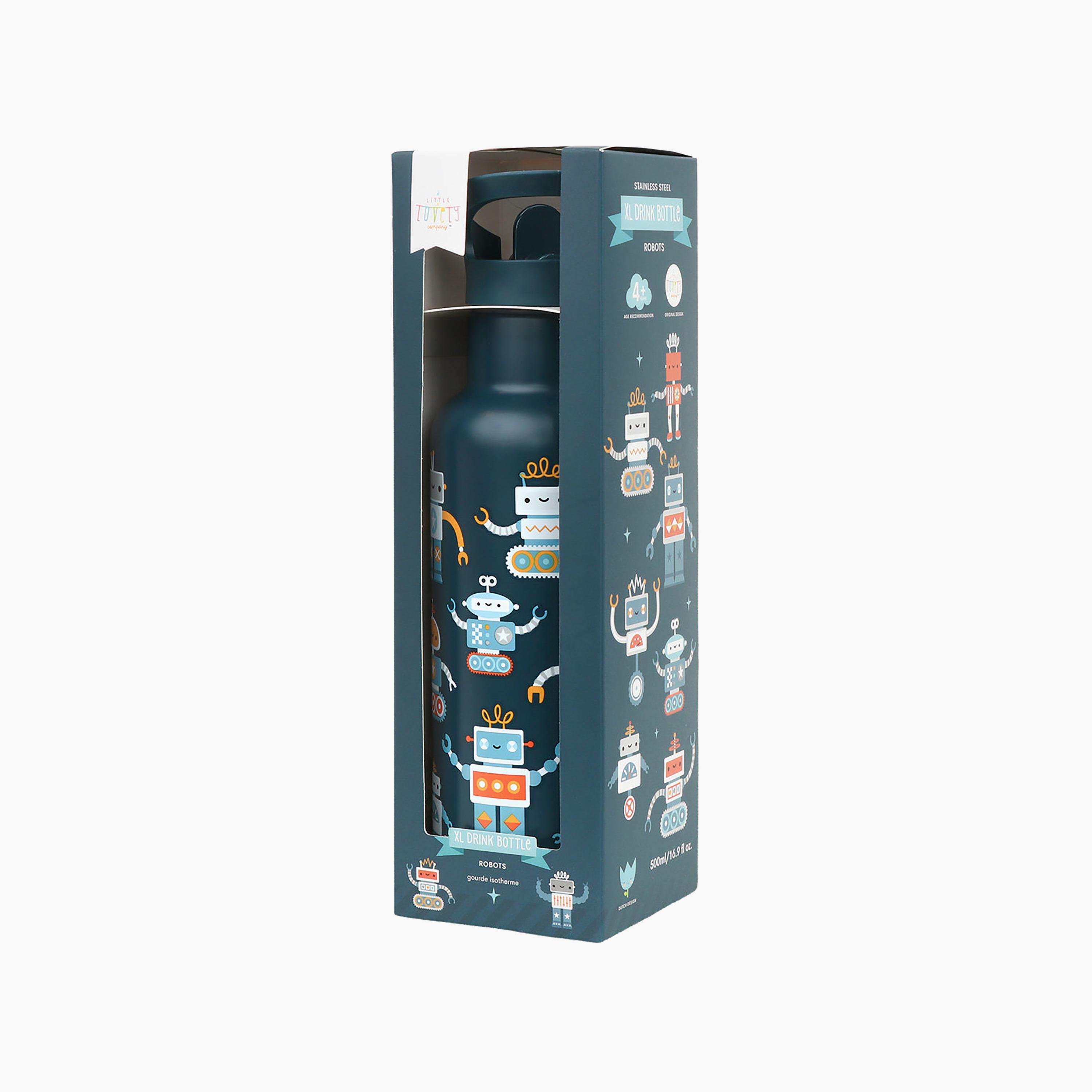 A Little Lovely Company Robots Stainless Steel Water Bottle with Dual Insulated Wall - 500 ml-school-waterbottles-image-6