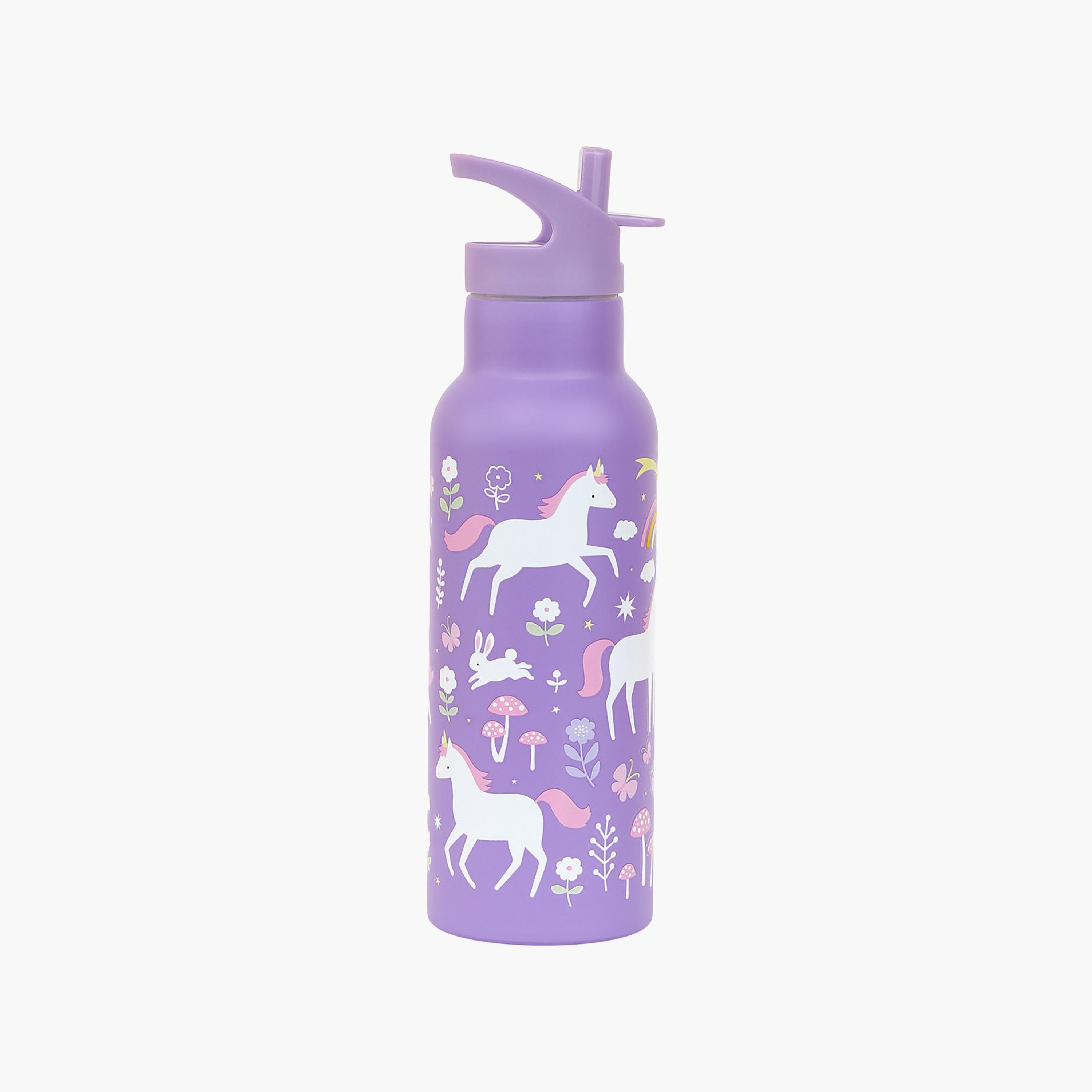 A Little Lovely Unicorn Dreams Cherries Stainless Steel Water Bottle with Dual Insulated Wall - 500 ml-school-waterbottles-image-2