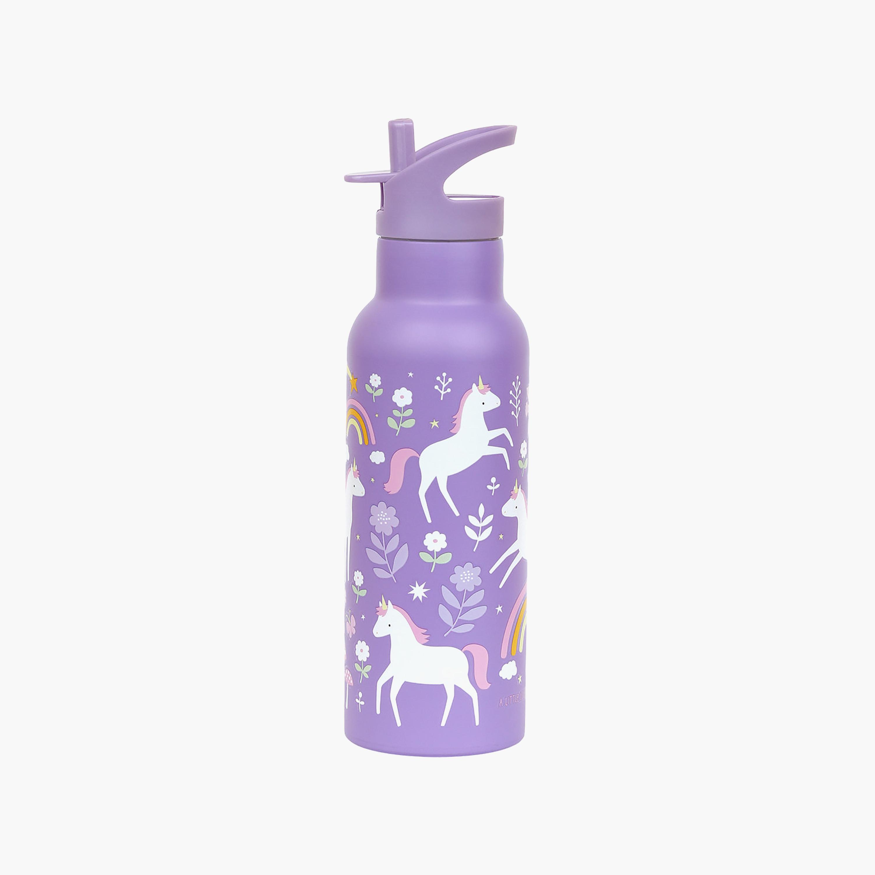 A Little Lovely Unicorn Dreams Cherries Stainless Steel Water Bottle with Dual Insulated Wall - 500 ml-school-waterbottles-image-3