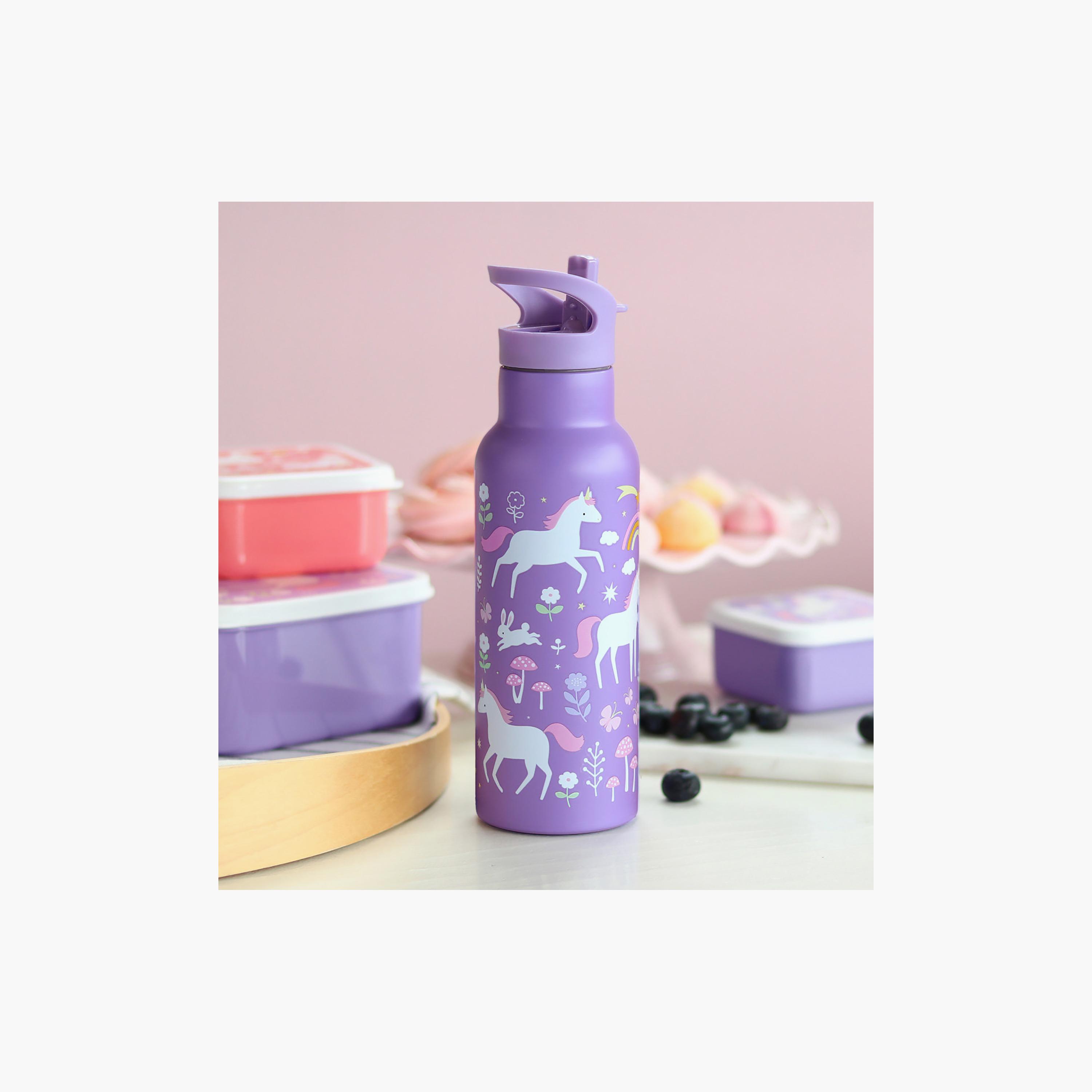 A Little Lovely Unicorn Dreams Cherries Stainless Steel Water Bottle with Dual Insulated Wall - 500 ml-school-waterbottles-image-4