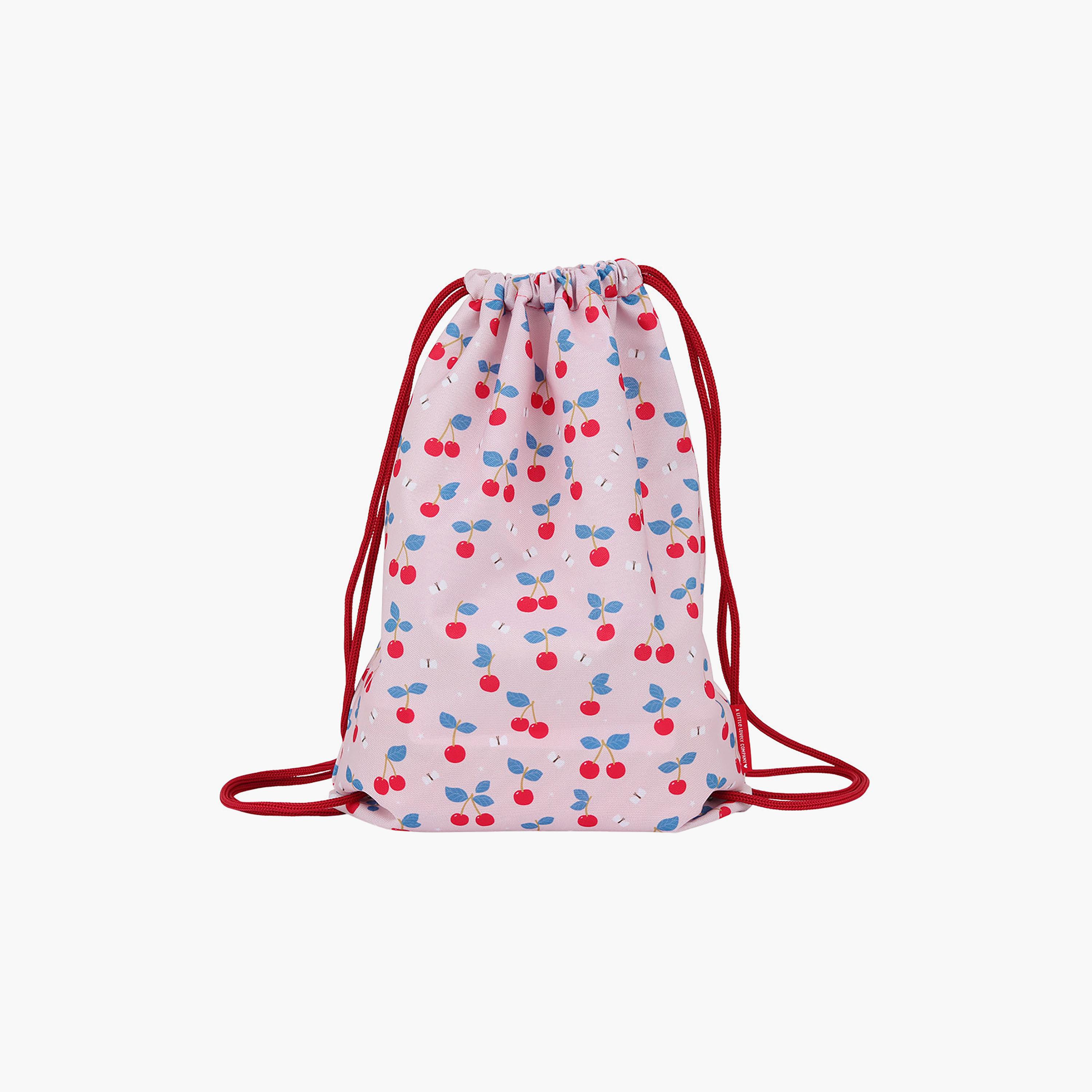 A Little Lovely Company Cherries Drawstring Bag for Girls 3-8 Yrs with Zipped Pocket - 42 cm-girls-accessories-bags-image-1