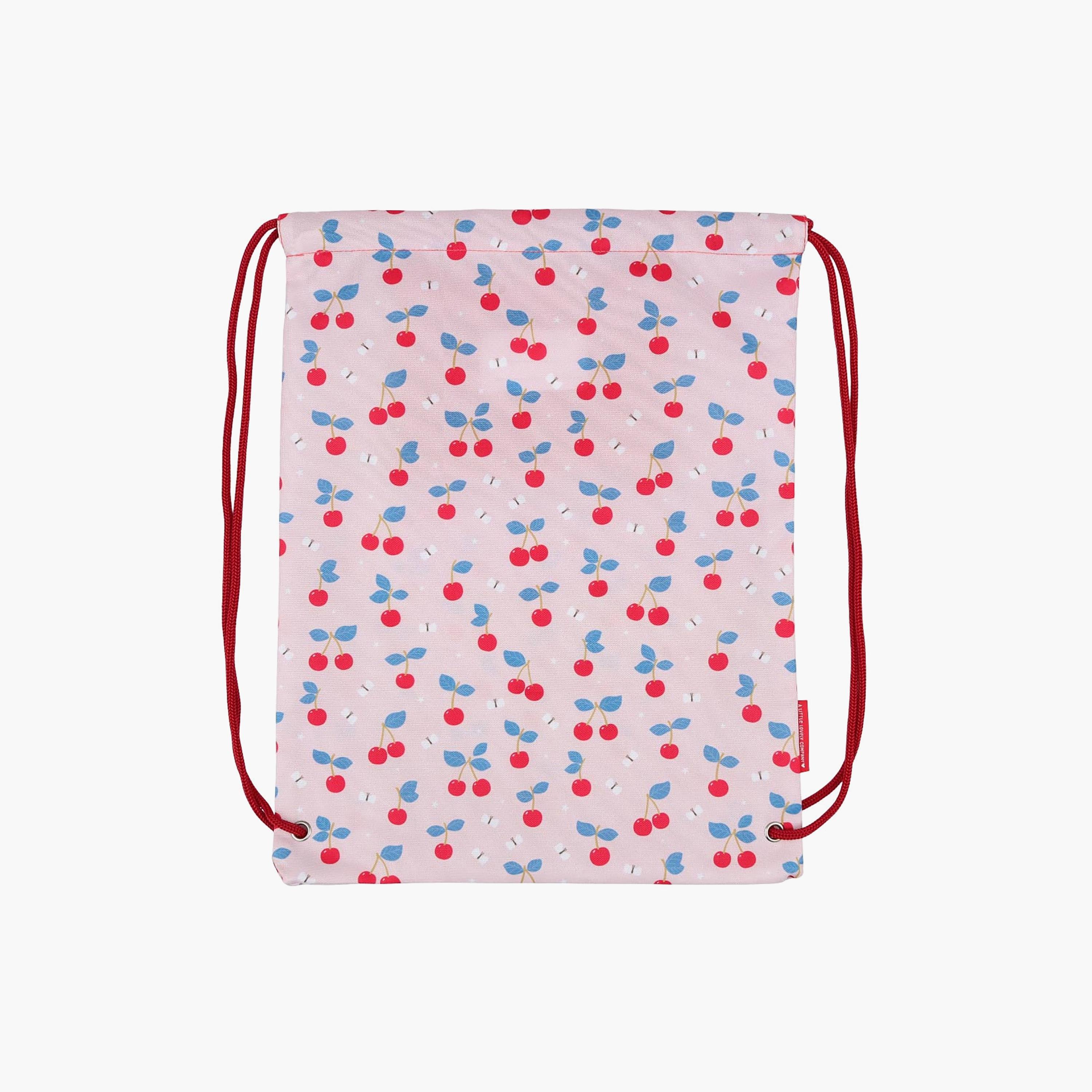 A Little Lovely Company Cherries Drawstring Bag for Girls 3-8 Yrs with Zipped Pocket - 42 cm-girls-accessories-bags-image-2