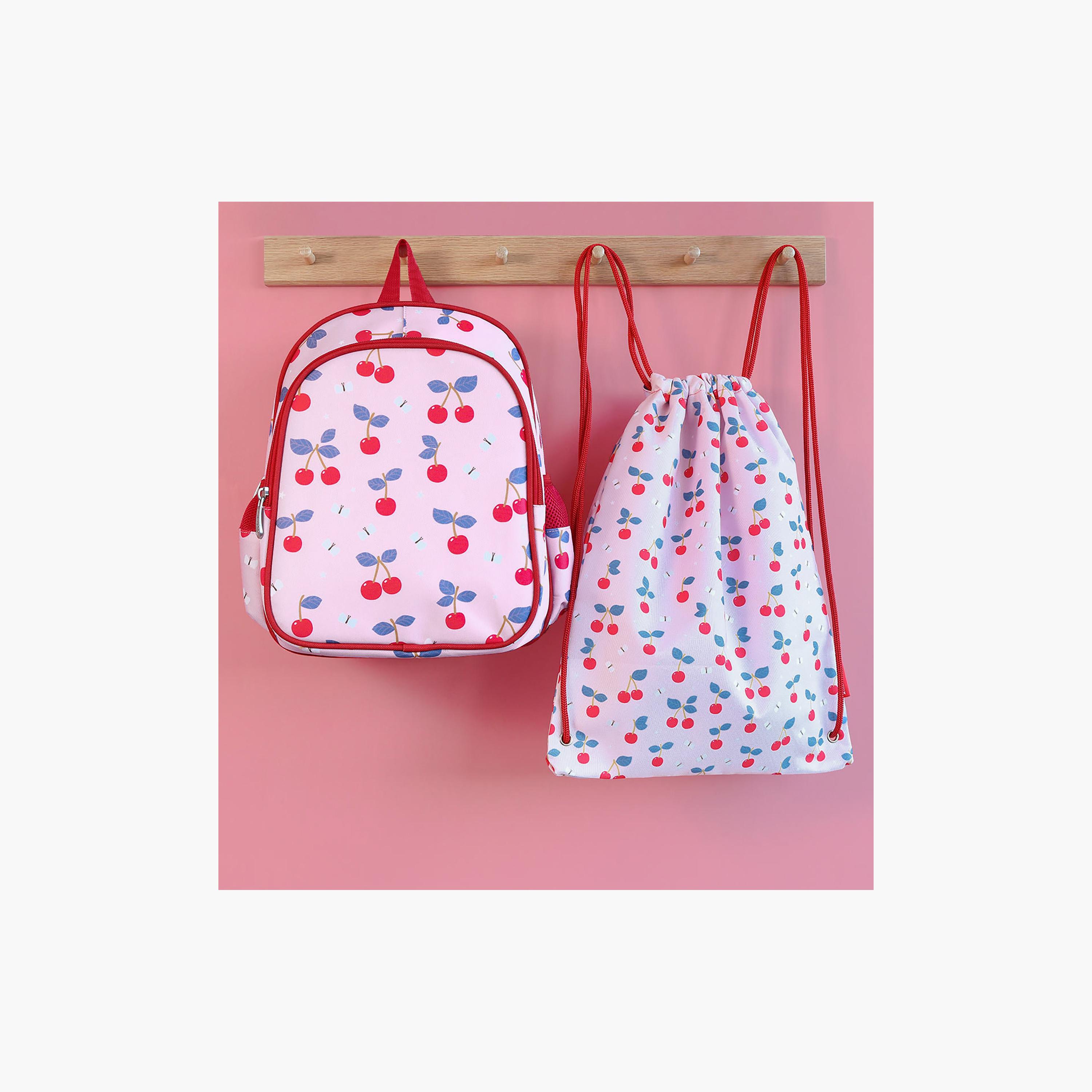 A Little Lovely Company Cherries Drawstring Bag for Girls 3-8 Yrs with Zipped Pocket - 42 cm-girls-accessories-bags-image-3