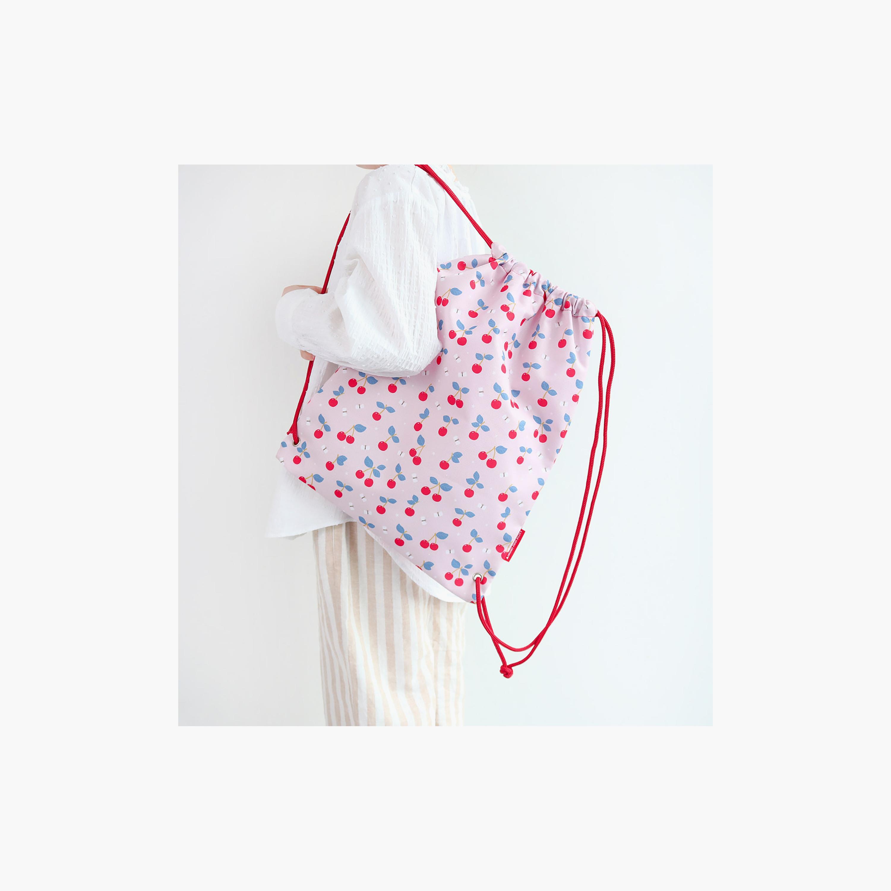 A Little Lovely Company Cherries Drawstring Bag for Girls 3-8 Yrs with Zipped Pocket - 42 cm-girls-accessories-bags-image-5