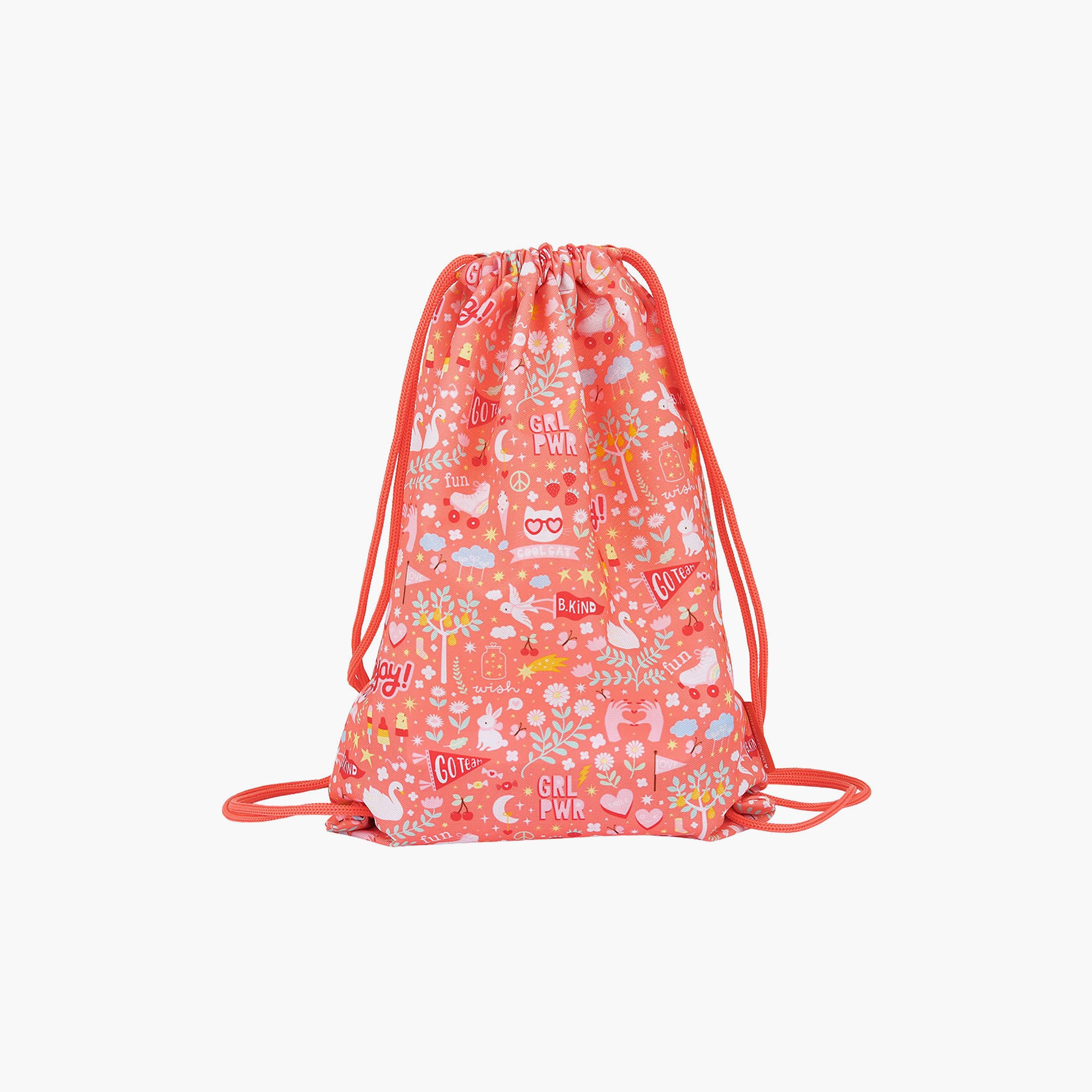 A Little Lovely Company Fun Drawstring Bag for Girls 3-8 Yrs with Zipped Pocket - 42 cm-girls-accessories-bags-image-1