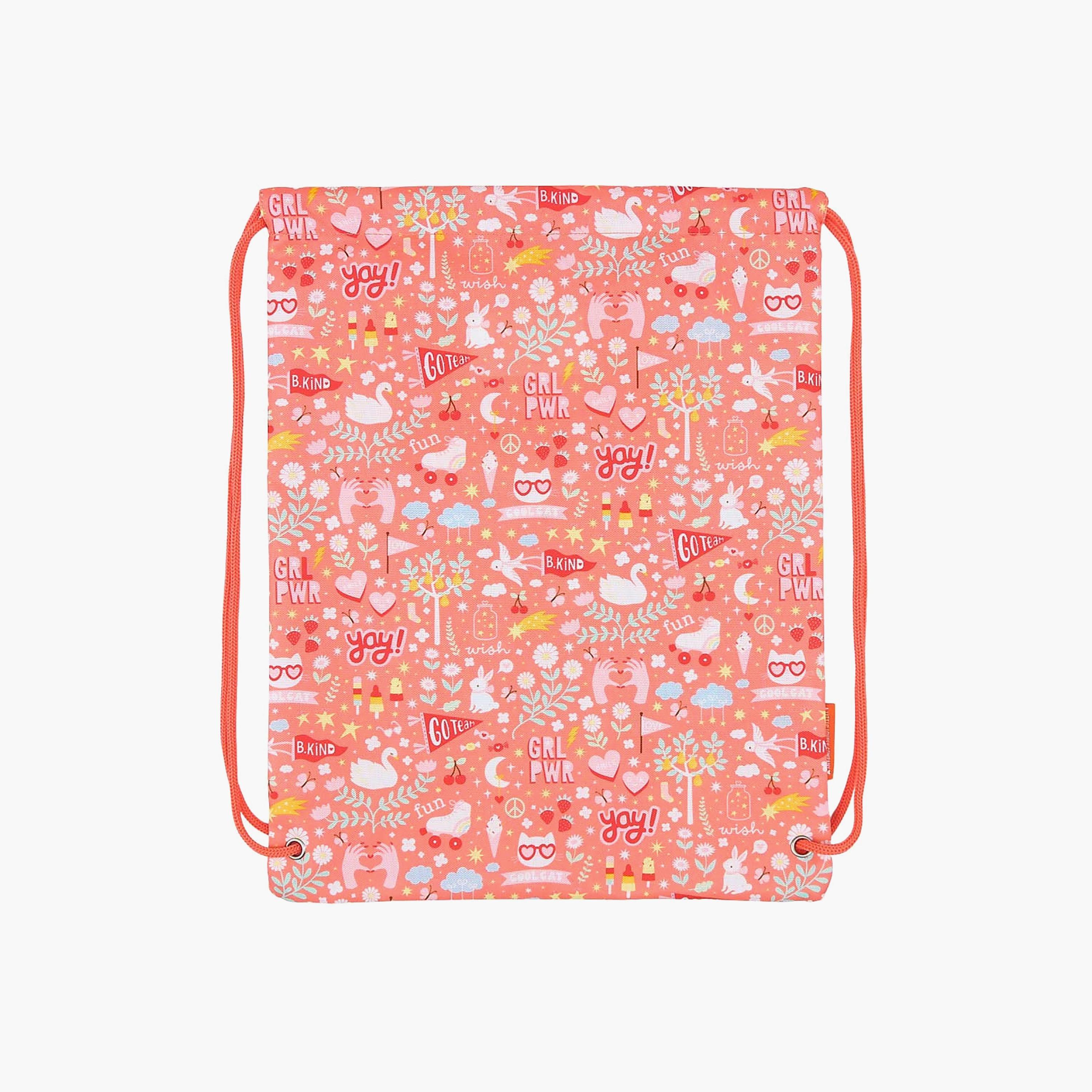 A Little Lovely Company Fun Drawstring Bag for Girls 3-8 Yrs with Zipped Pocket - 42 cm-girls-accessories-bags-image-2