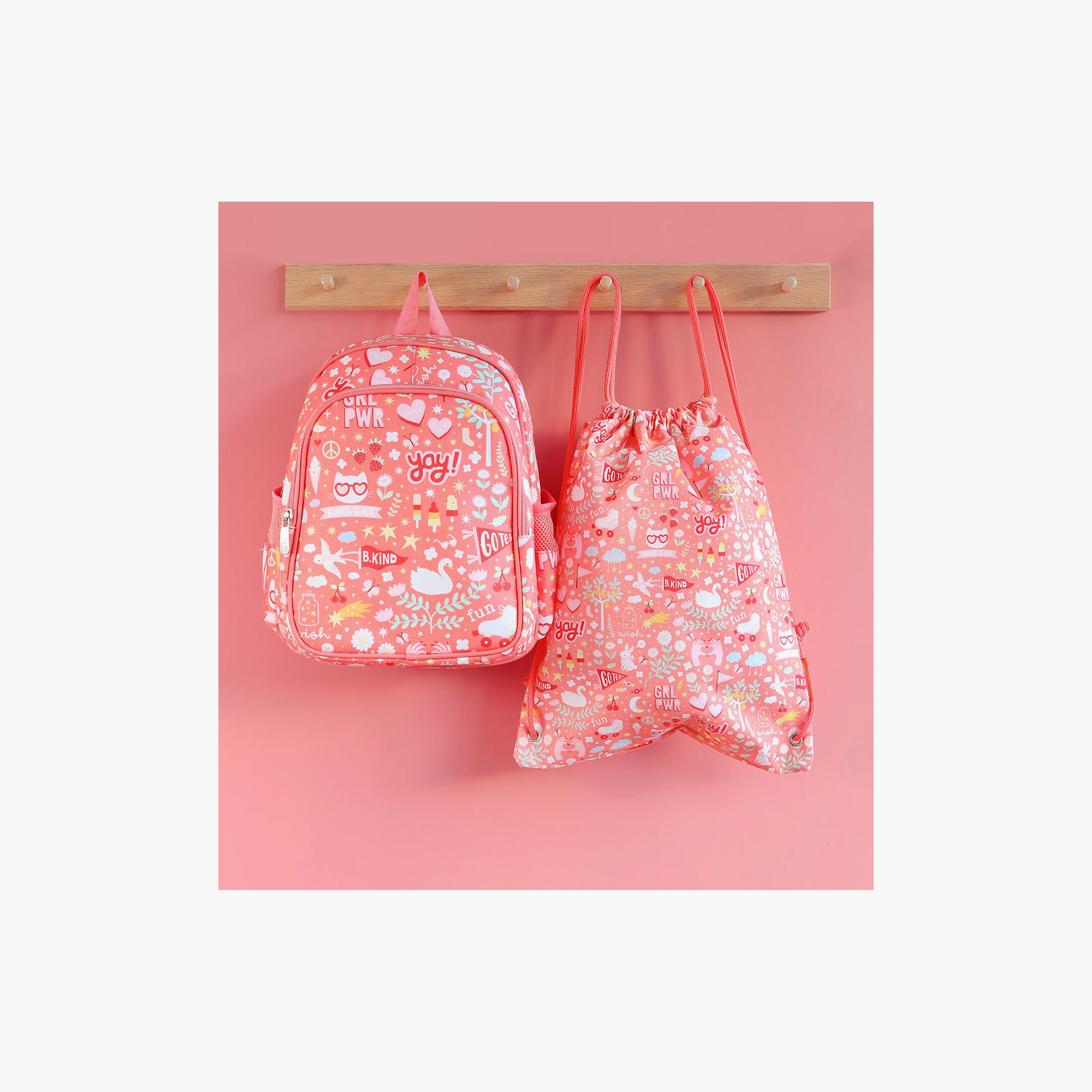 A Little Lovely Company Fun Drawstring Bag for Girls 3-8 Yrs with Zipped Pocket - 42 cm-girls-accessories-bags-image-3