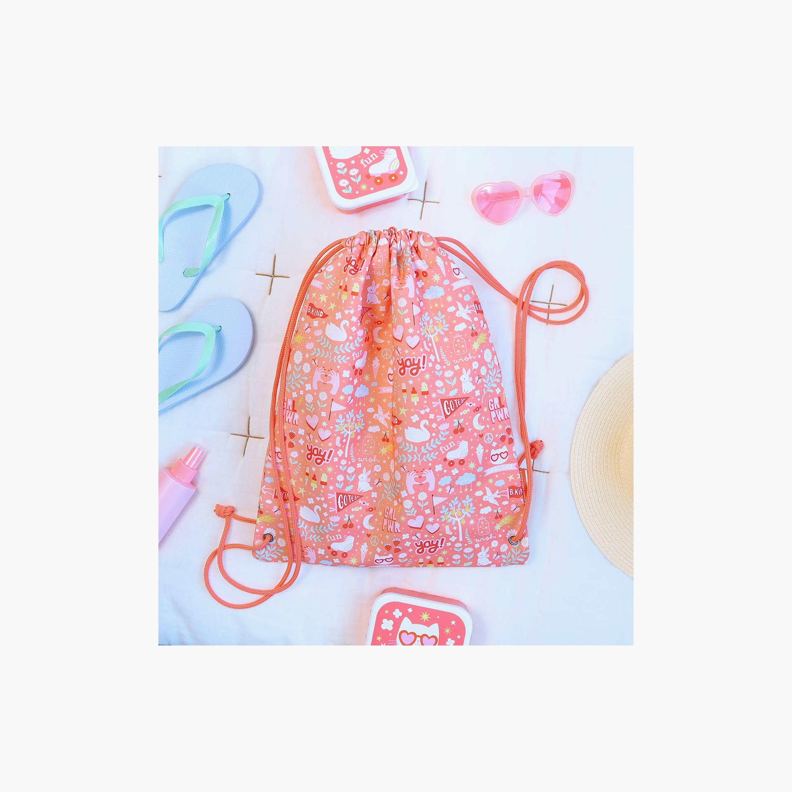 A Little Lovely Company Fun Drawstring Bag for Girls 3-8 Yrs with Zipped Pocket - 42 cm-girls-accessories-bags-image-4