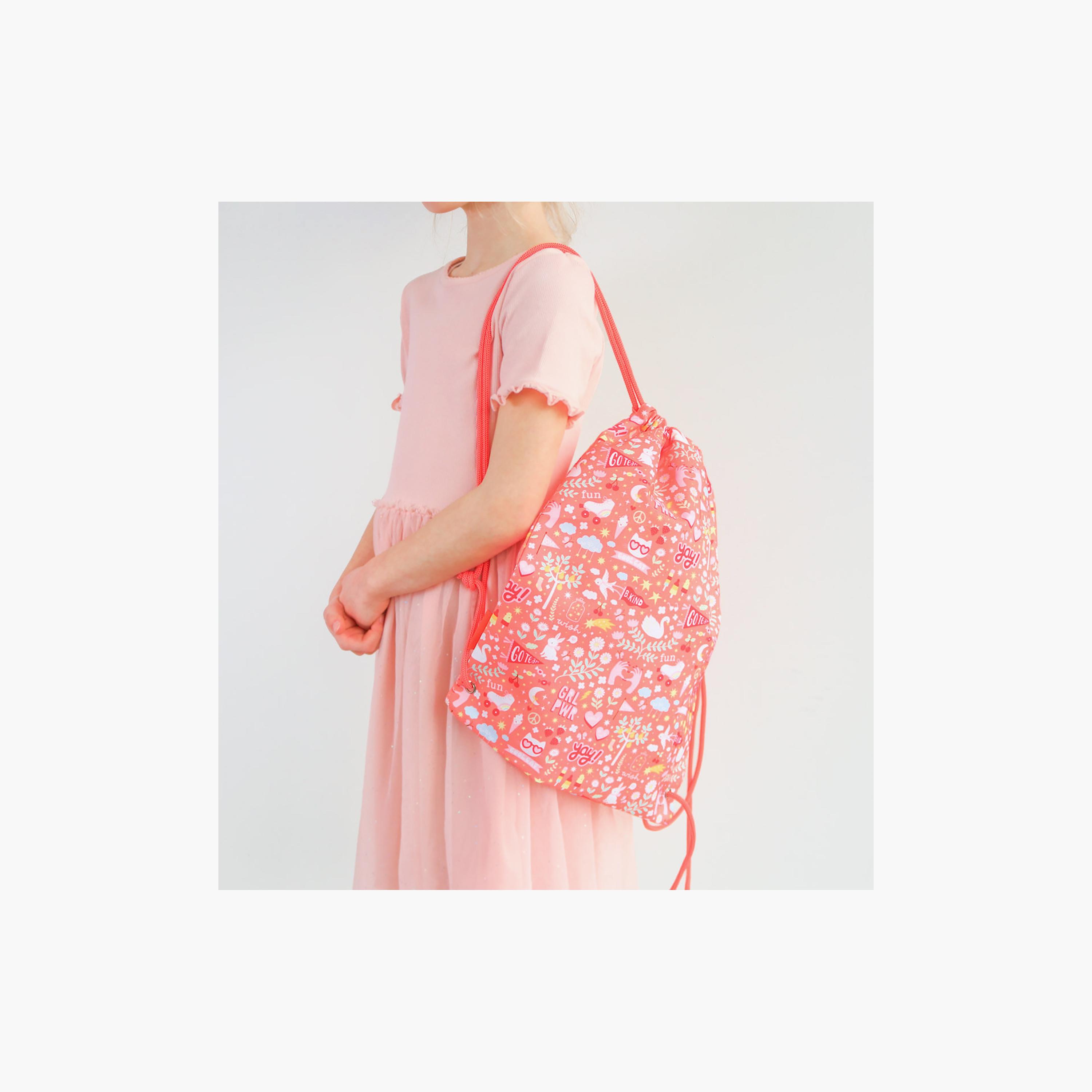 A Little Lovely Company Fun Drawstring Bag for Girls 3-8 Yrs with Zipped Pocket - 42 cm-girls-accessories-bags-image-5