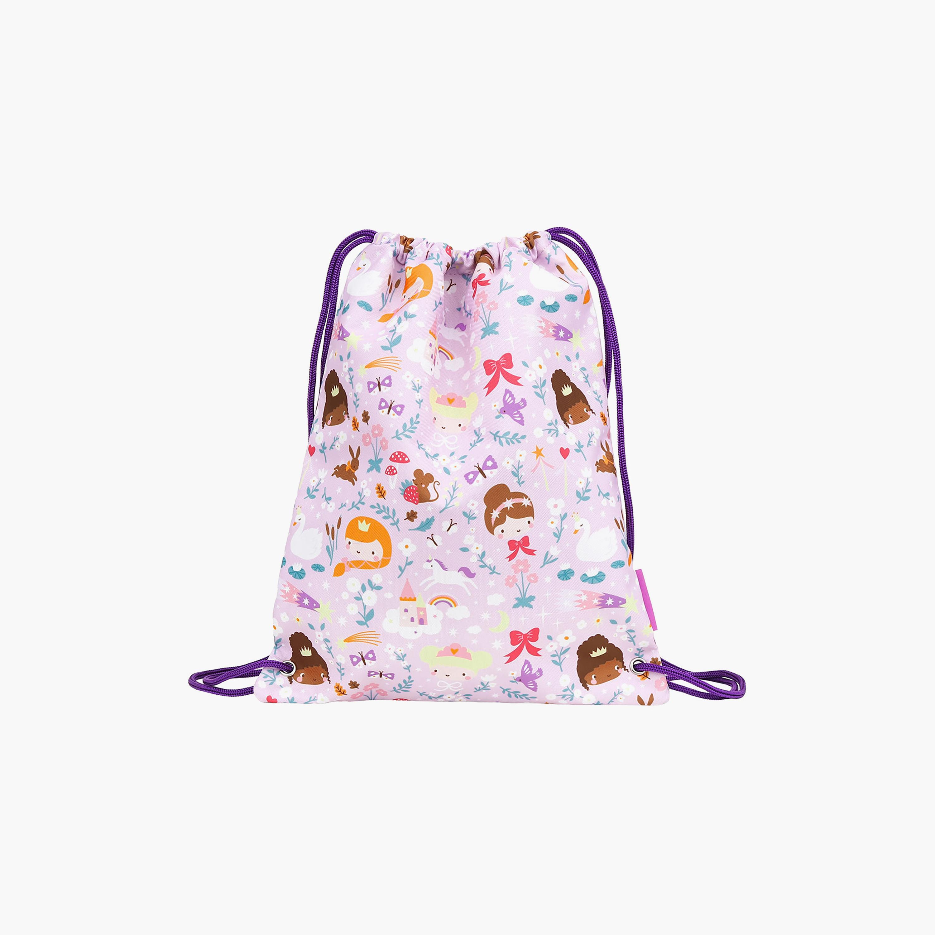 A Little Lovely Company Princesses Drawstring Bag for Girls 3-8 Yrs with Zipped Pocket - 42 cm-girls-accessories-bags-image-1