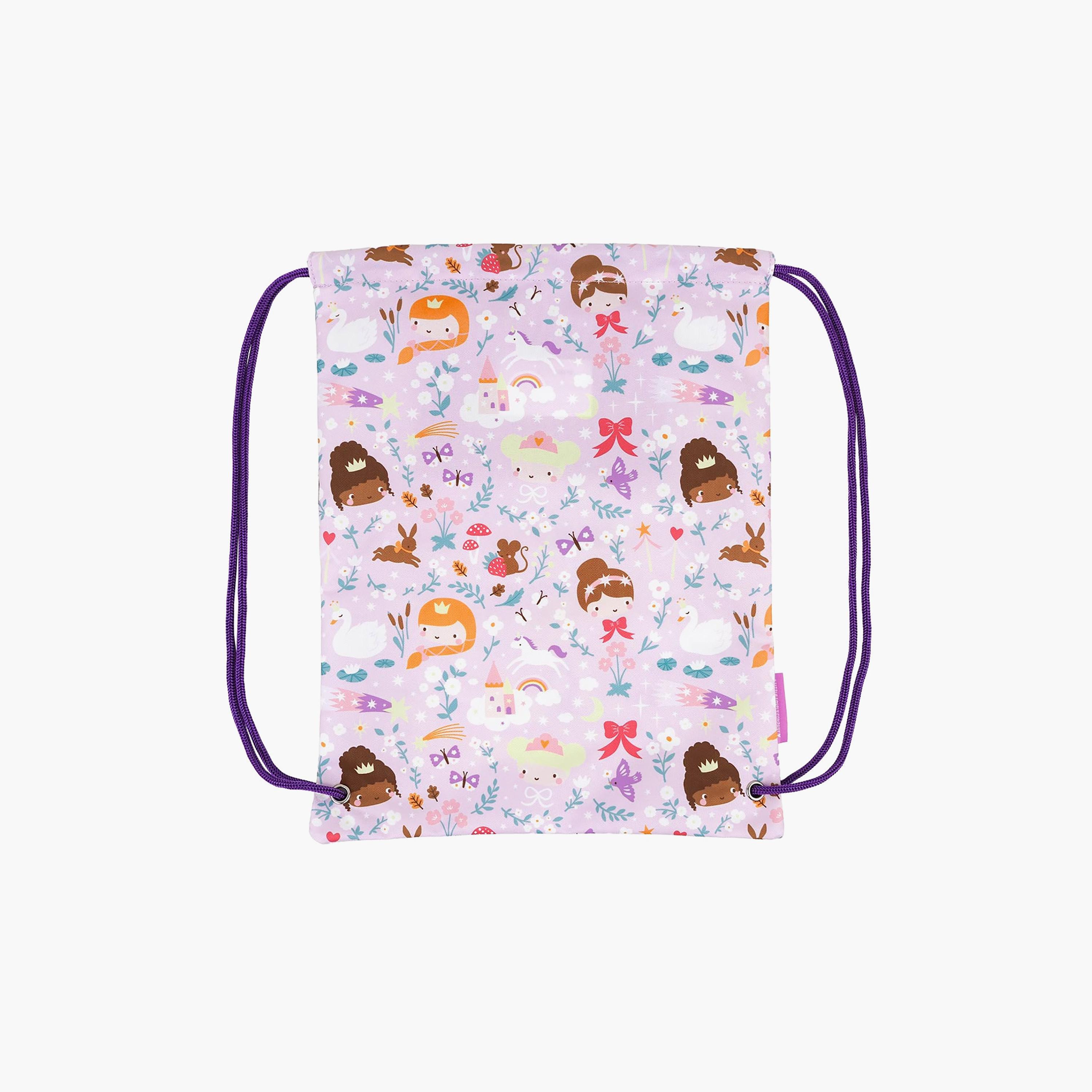 A Little Lovely Company Princesses Drawstring Bag for Girls 3-8 Yrs with Zipped Pocket - 42 cm-girls-accessories-bags-image-2