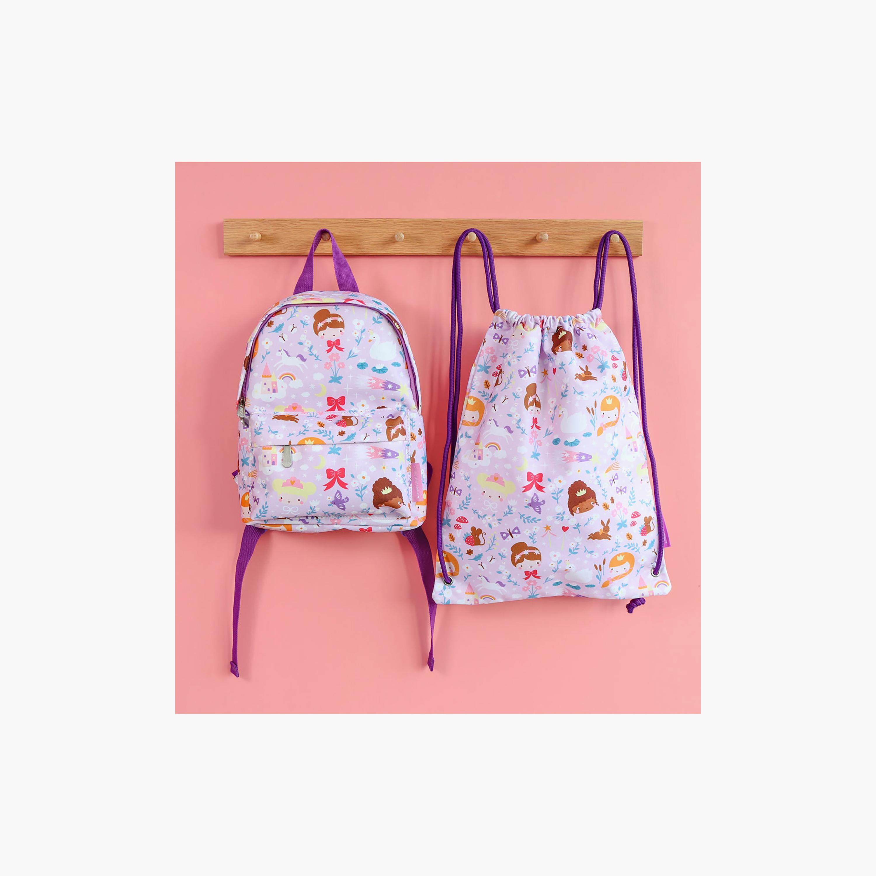 A Little Lovely Company Princesses Drawstring Bag for Girls 3-8 Yrs with Zipped Pocket - 42 cm-girls-accessories-bags-image-6