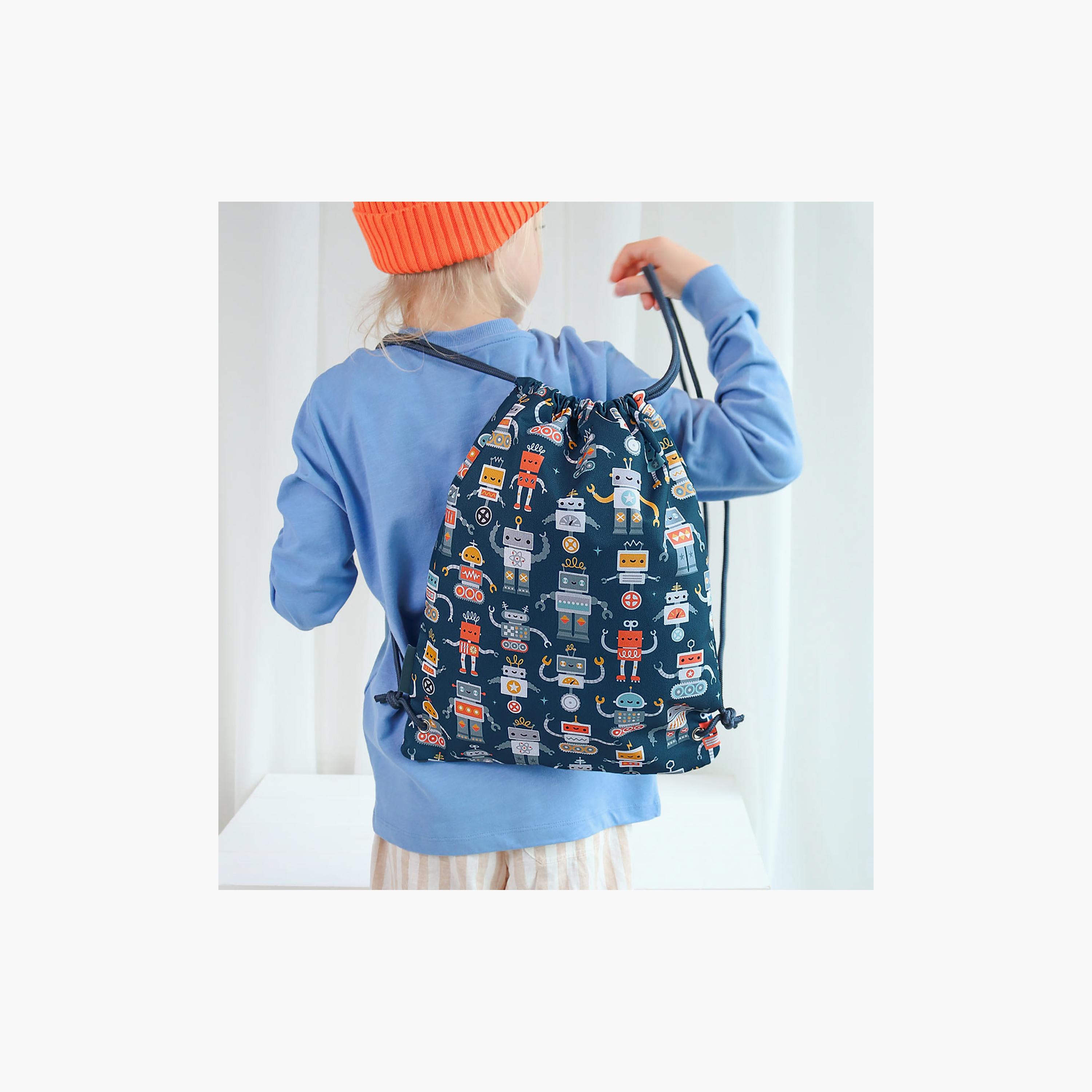 A Little Lovely Company Robots Drawstring Bag for Boys 3-5 Yrs - 42 cm-boys-accessories-bagsandbackpacks-image-4
